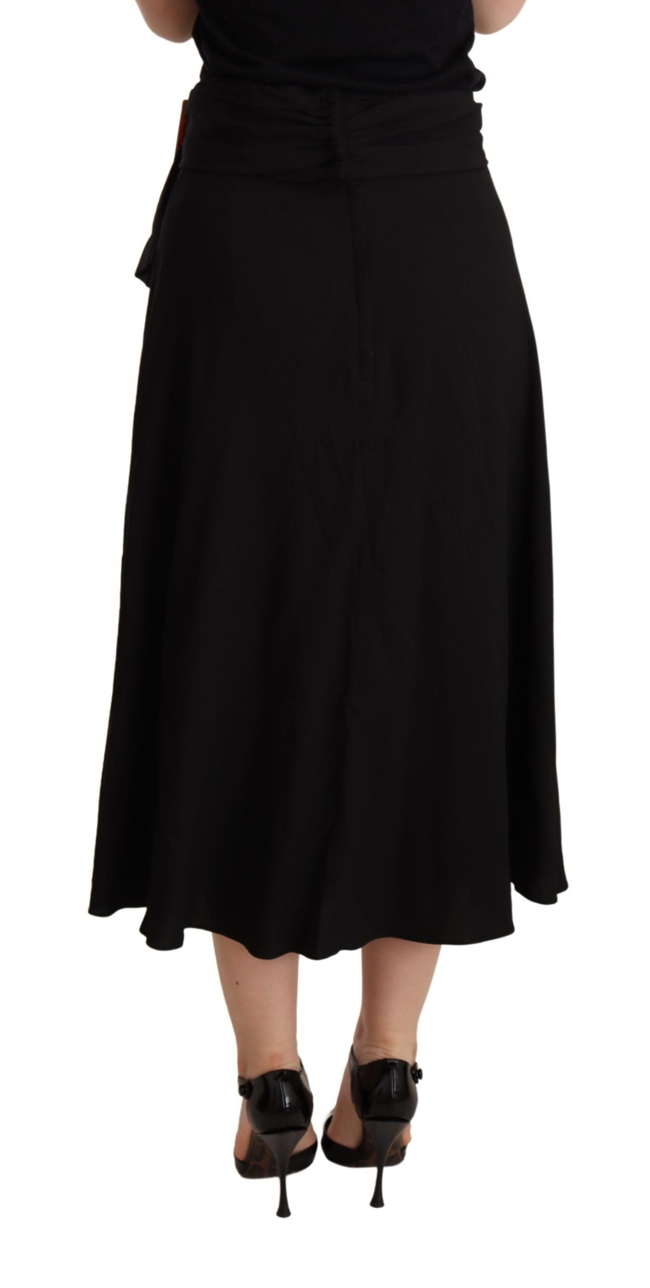 Dolce & Gabbana Black High Waist Pleated Midi Skirt