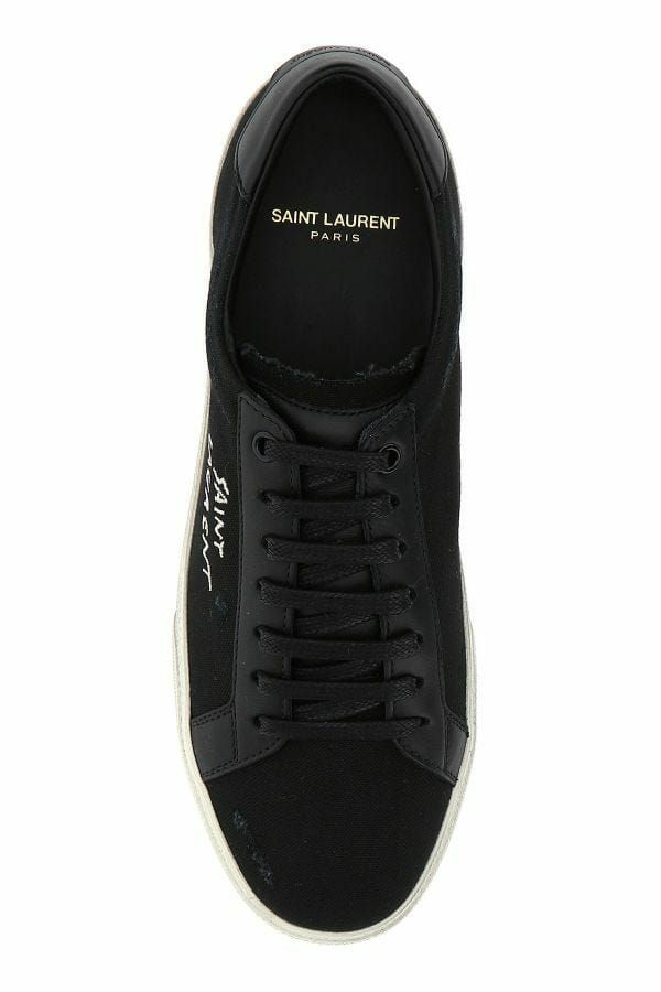 Saint Laurent Sleek Black Canvas & Leather Low-Top Sneakers