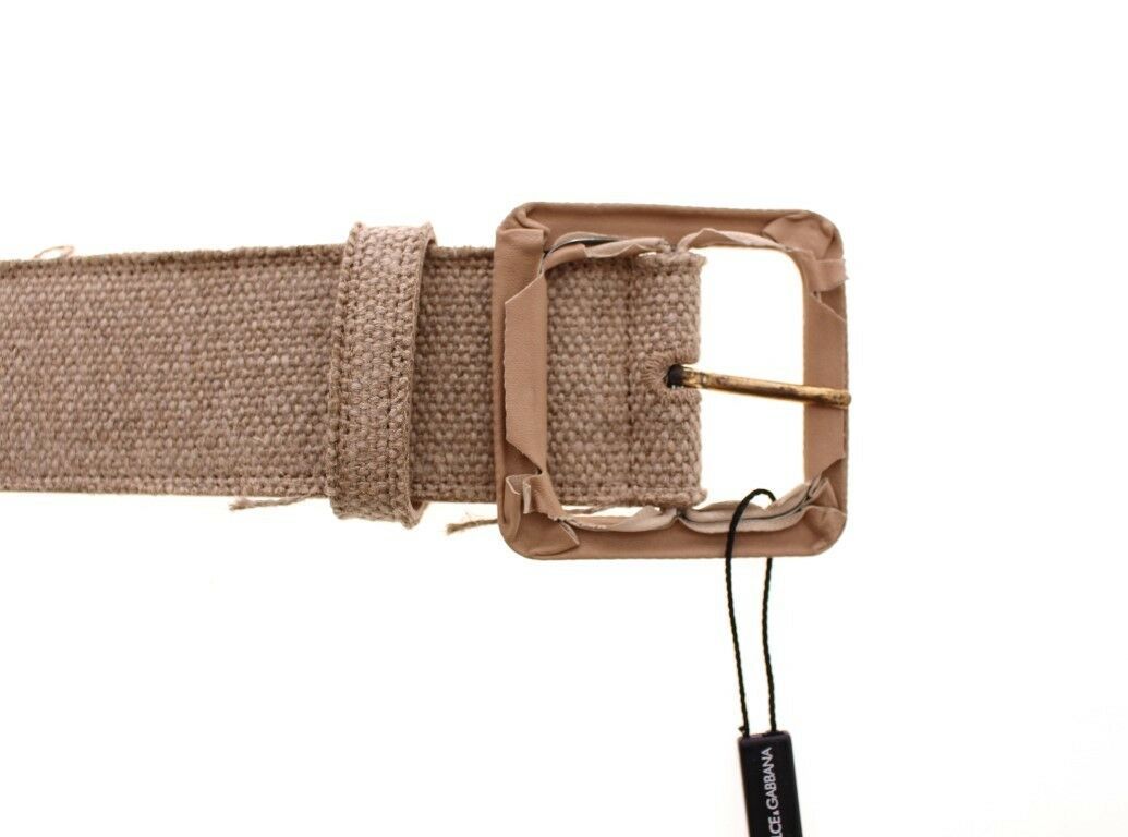 Dolce & Gabbana Elegant Beige Leather-Linen Blend Belt