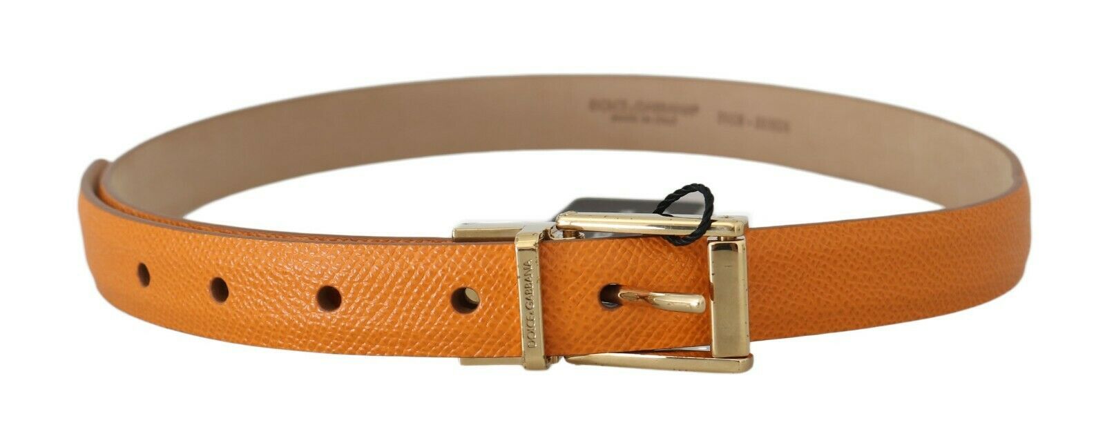 Dolce & Gabbana Elegant Dauphine Leather Waist Belt in Orange