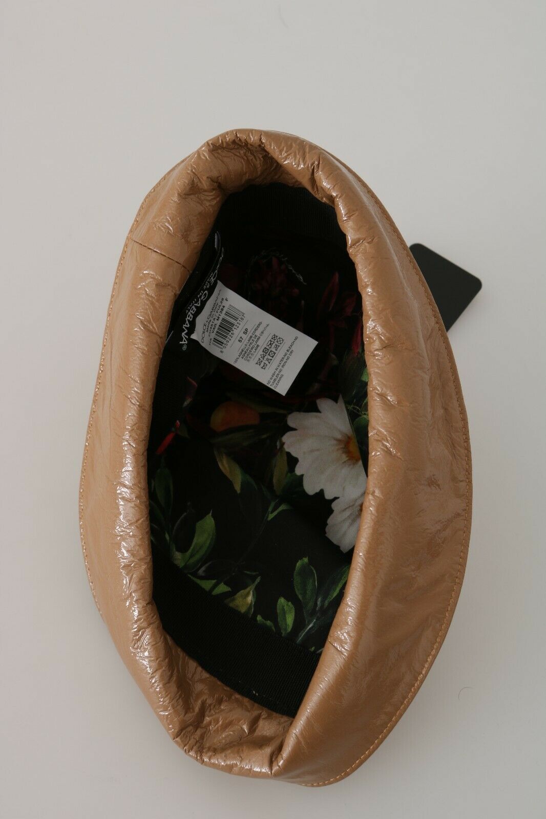 Dolce & Gabbana Exquisite Brown Bucket Cap with Floral Lining