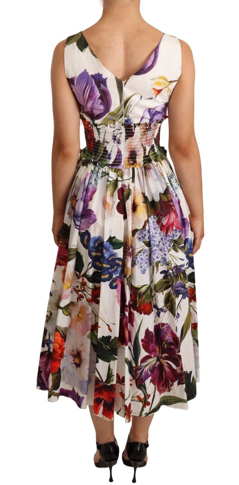 Dolce & Gabbana Elegant White Floral A-Line Dress