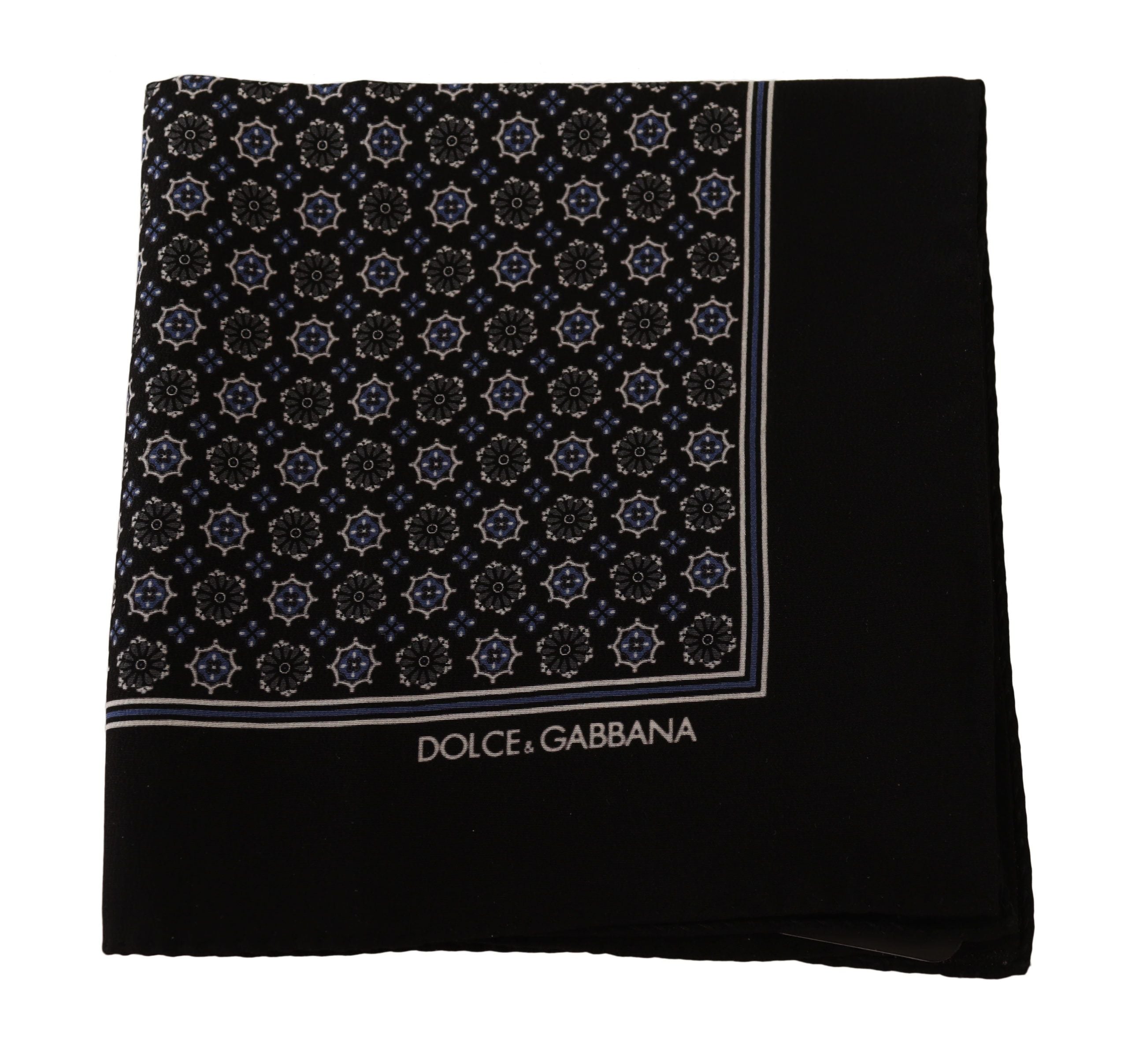 Dolce & Gabbana Elegant Black Silk Pocket Square Scarf