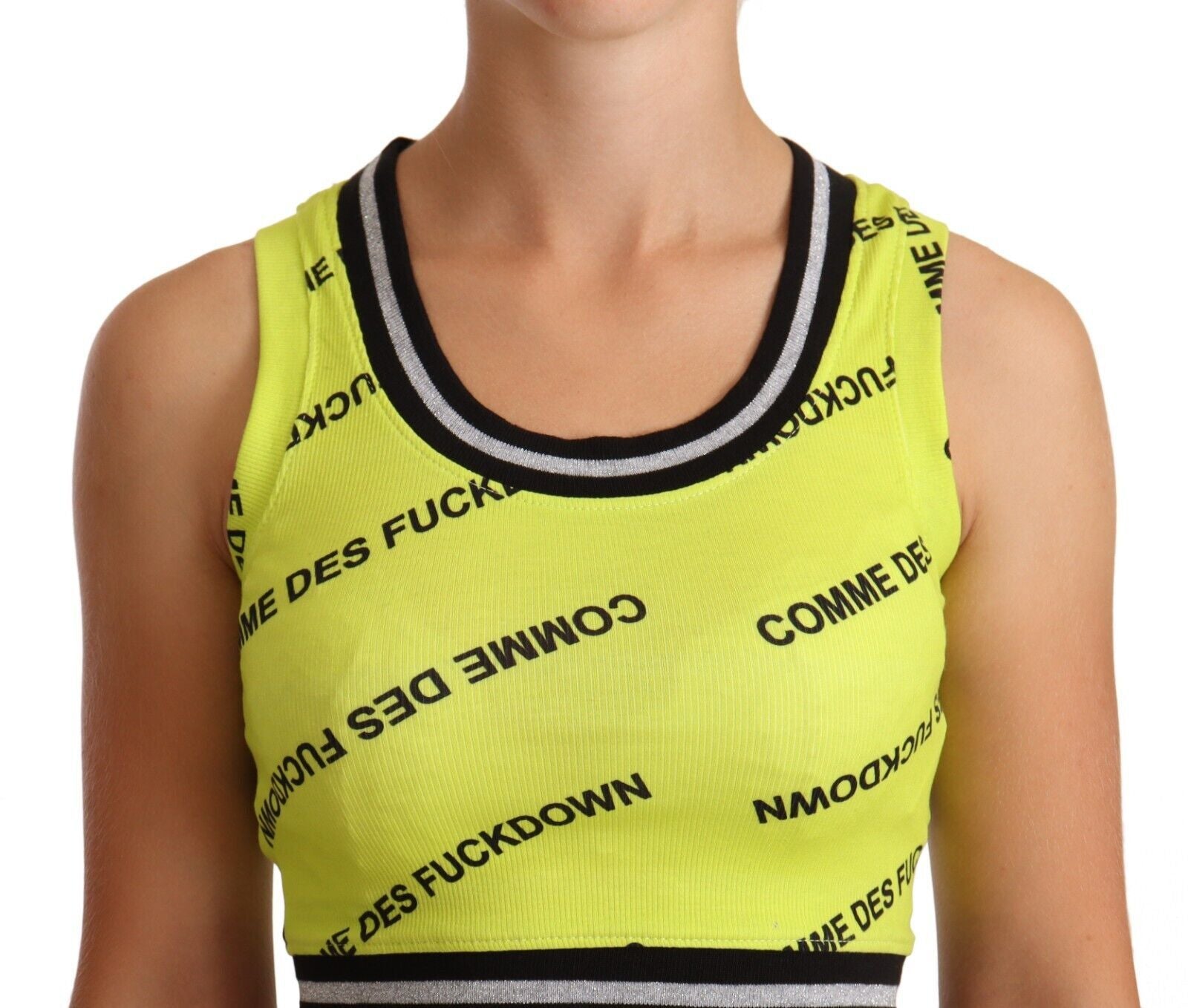 Comme Des Fuckdown Chic Sleeveless Cropped Top in Vibrant Yellow