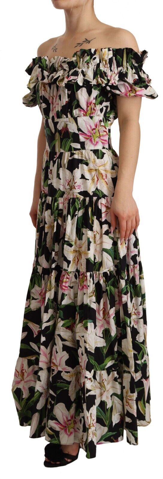 Dolce & Gabbana Elegant Cap Sleeve Lily Print Dress