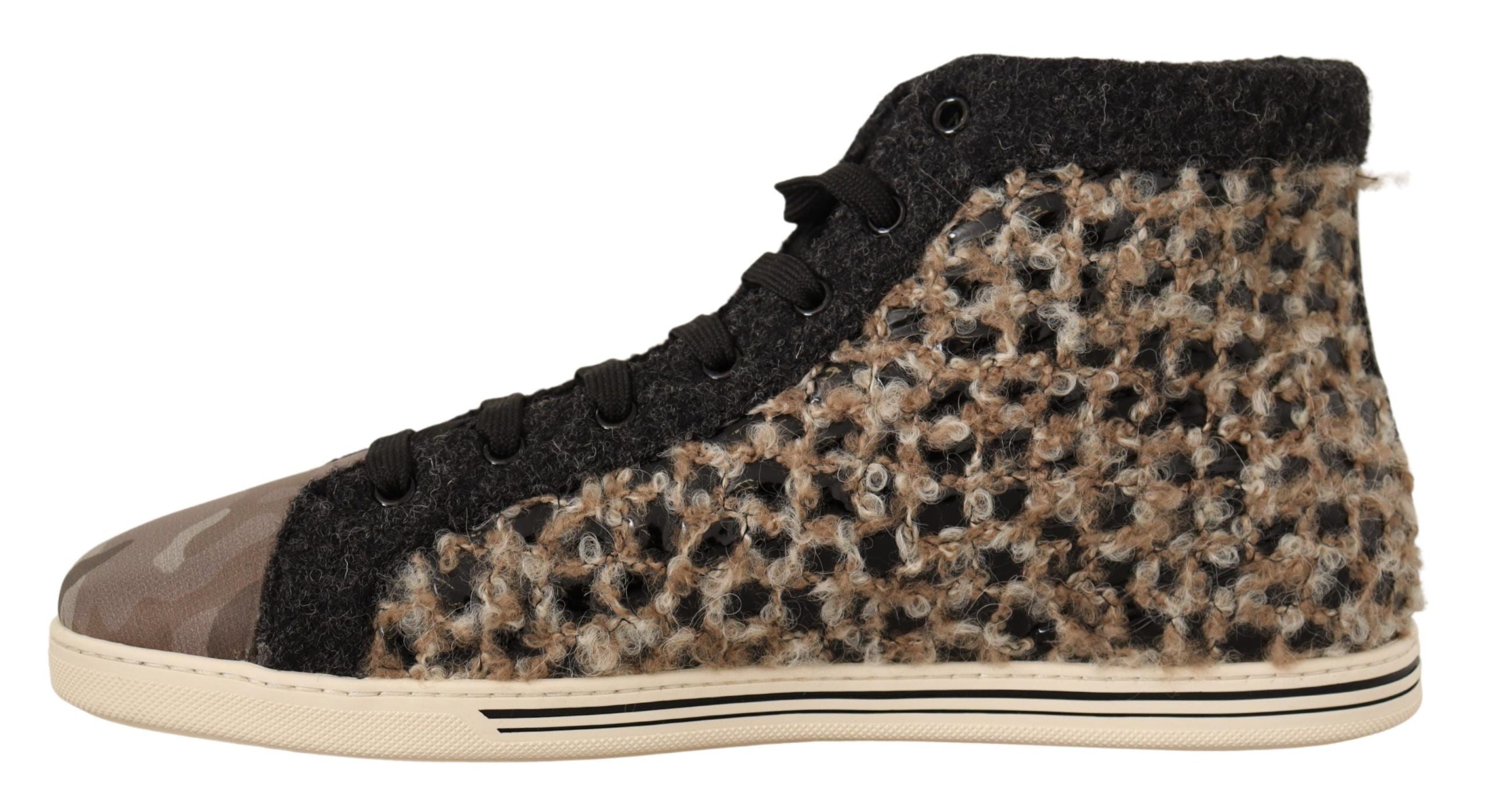 Dolce & Gabbana Beige High Top Cotton-Wool Sneakers