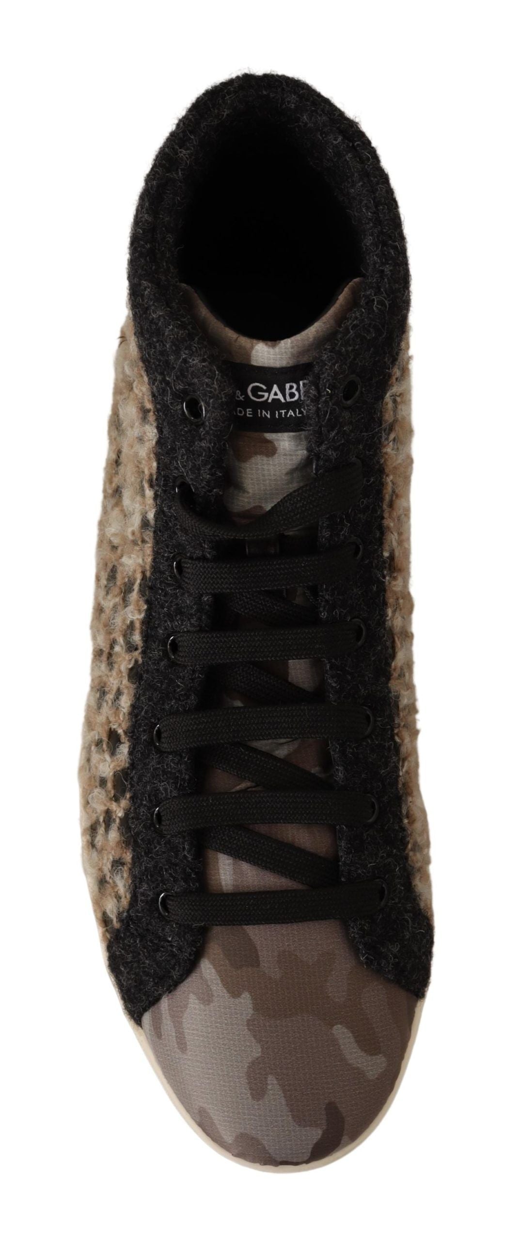 Dolce & Gabbana Beige High Top Cotton-Wool Sneakers