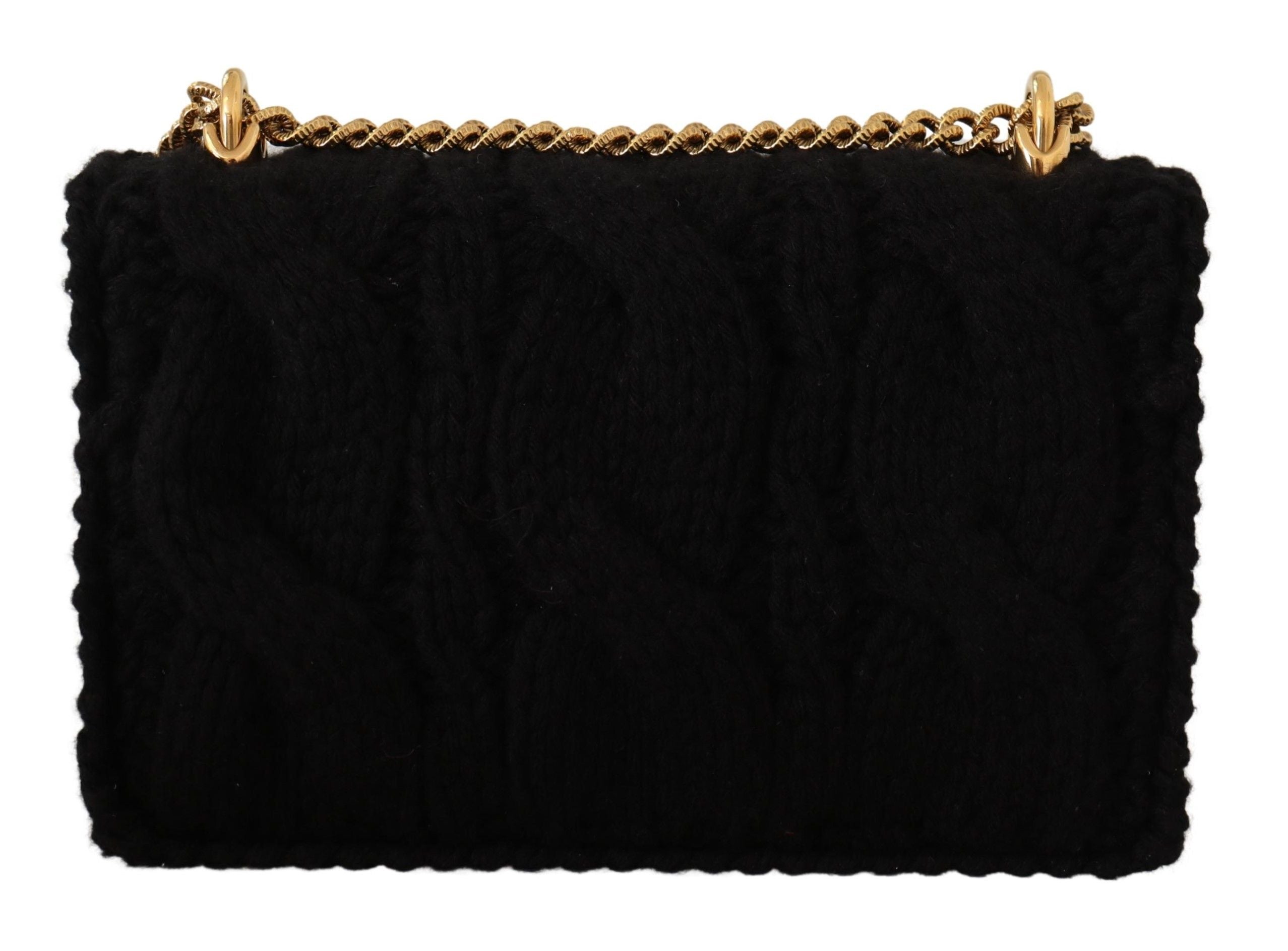 Dolce & Gabbana Sumptuous Black Wool-Cashmere Shoulder Bag