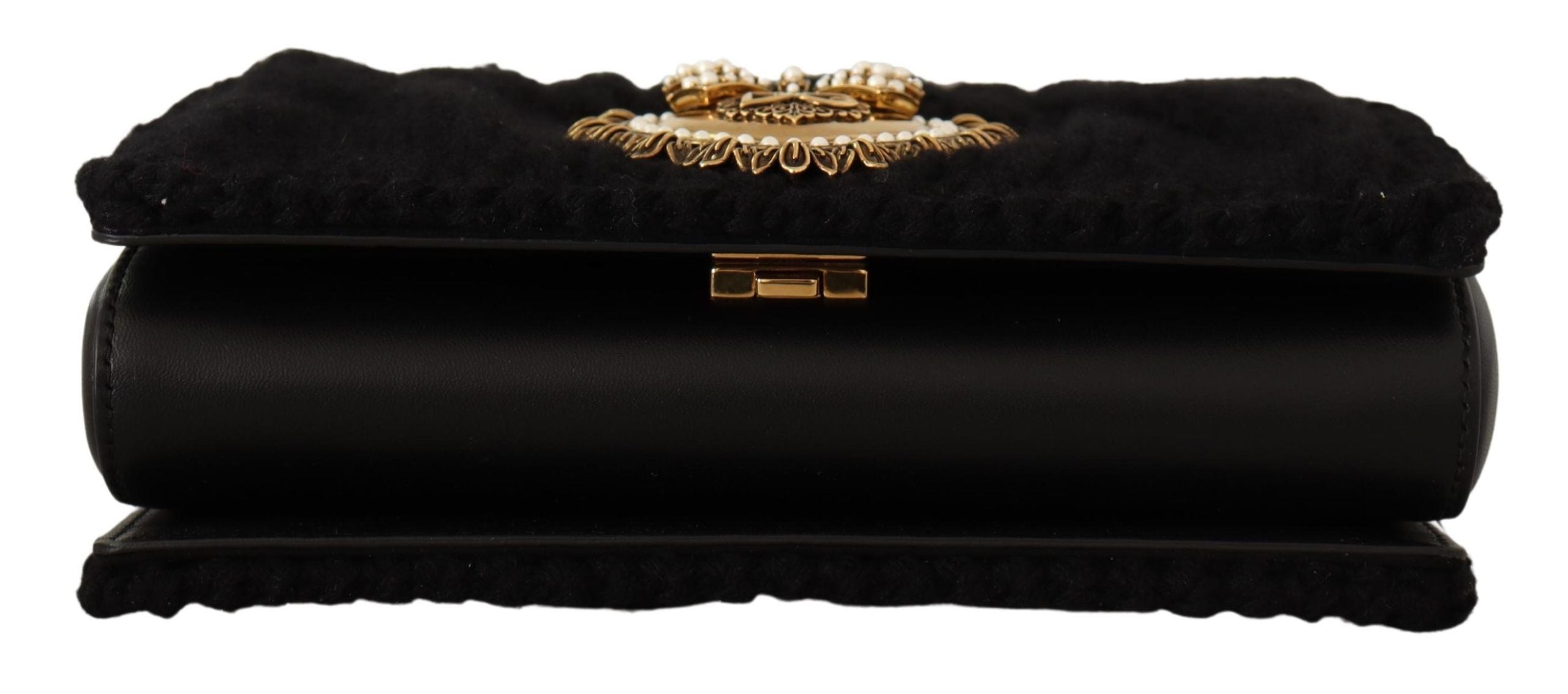 Dolce & Gabbana Sumptuous Black Wool-Cashmere Shoulder Bag