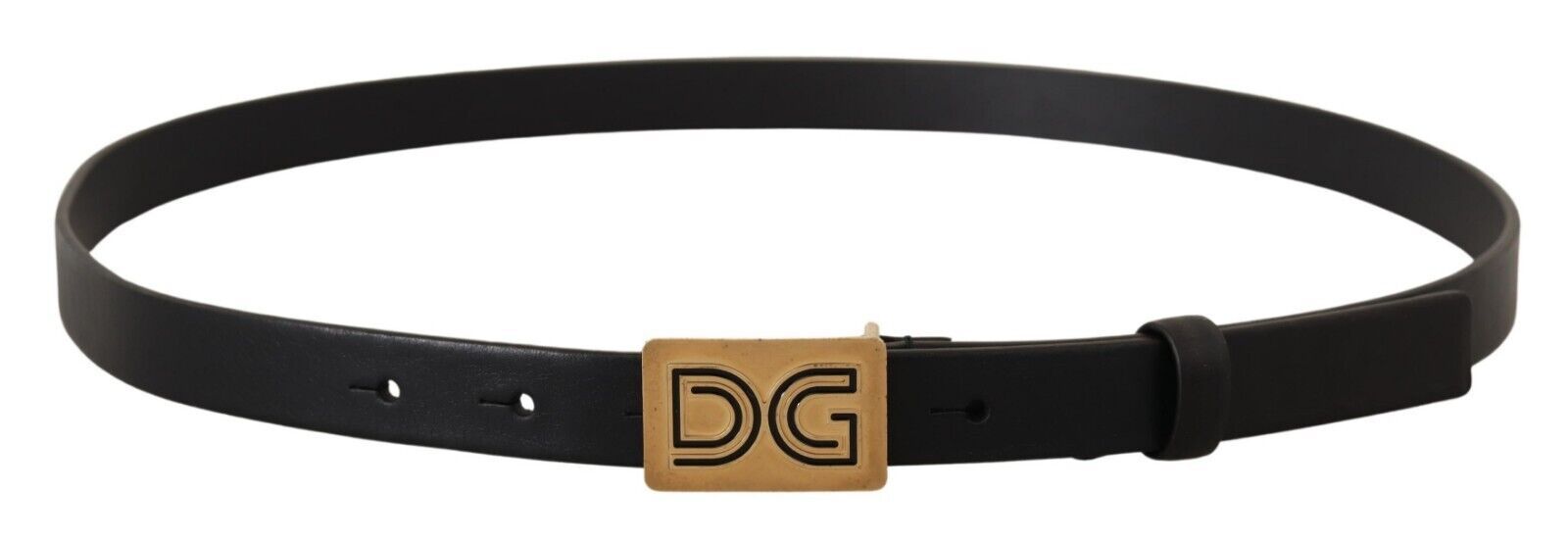 Dolce & Gabbana Elegant Black Leather Belt with Gold Buckle