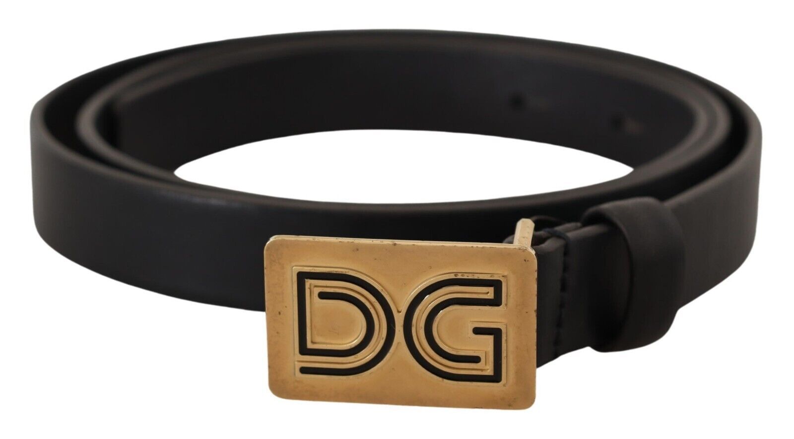 Dolce & Gabbana Elegant Black Leather Belt with Gold Buckle