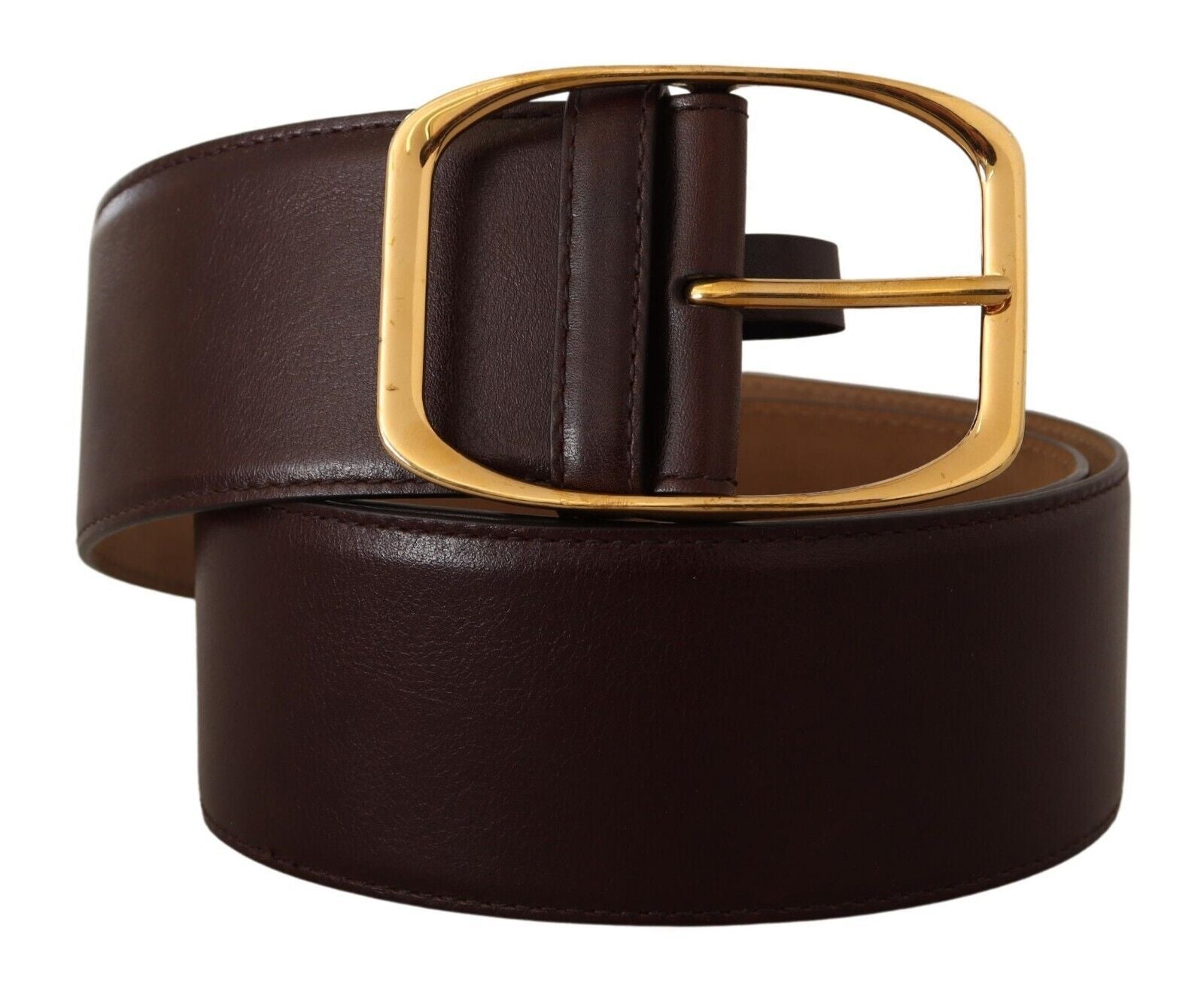 Dolce & Gabbana Elegant Dark Brown Leather Belt with Gold Buckle