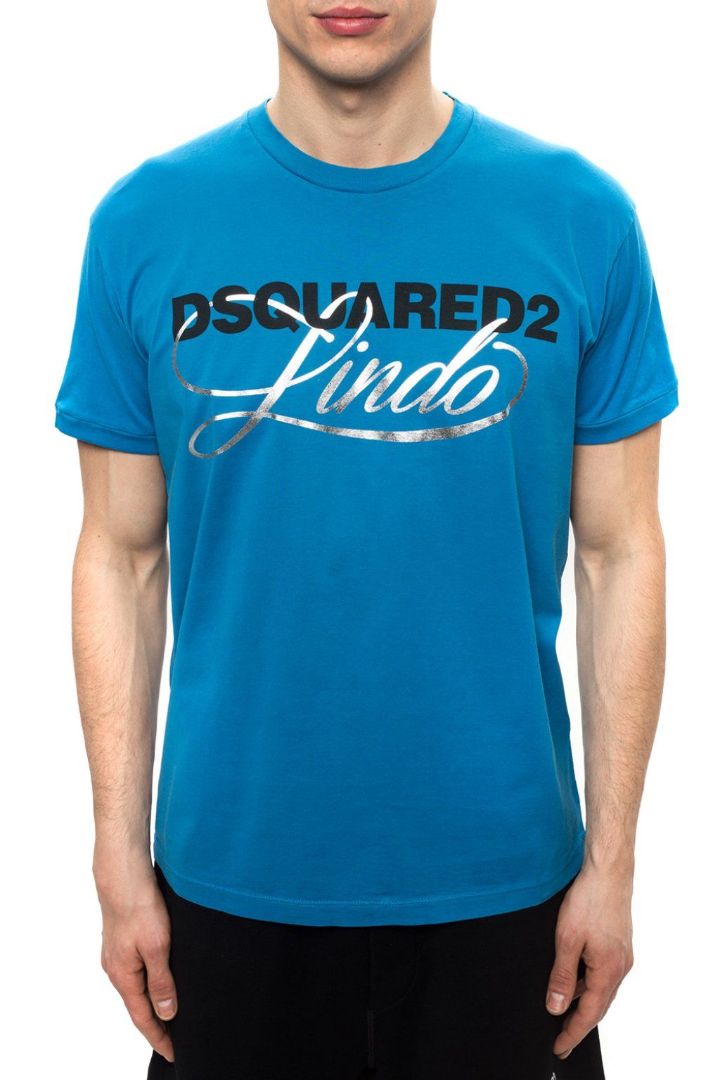 Dsquared² Chic Blue Logo Tee with Silver Accents