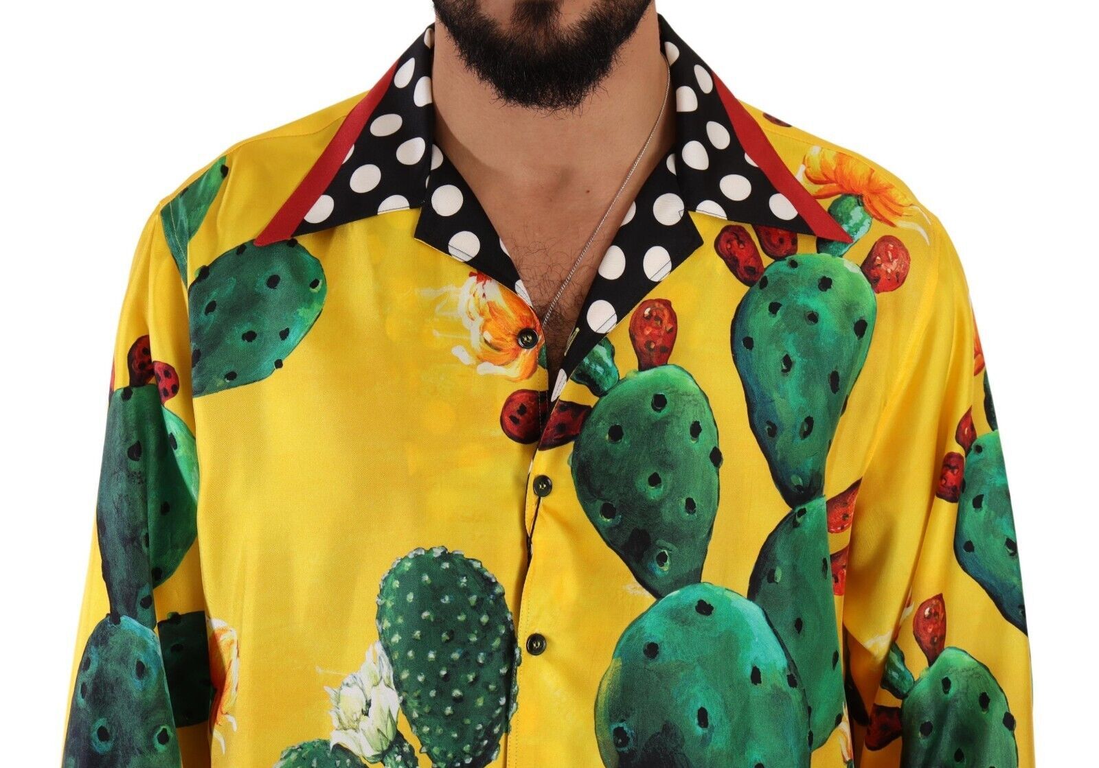 Dolce & Gabbana Multicolor Silk Oversize Cactus Print Shirt