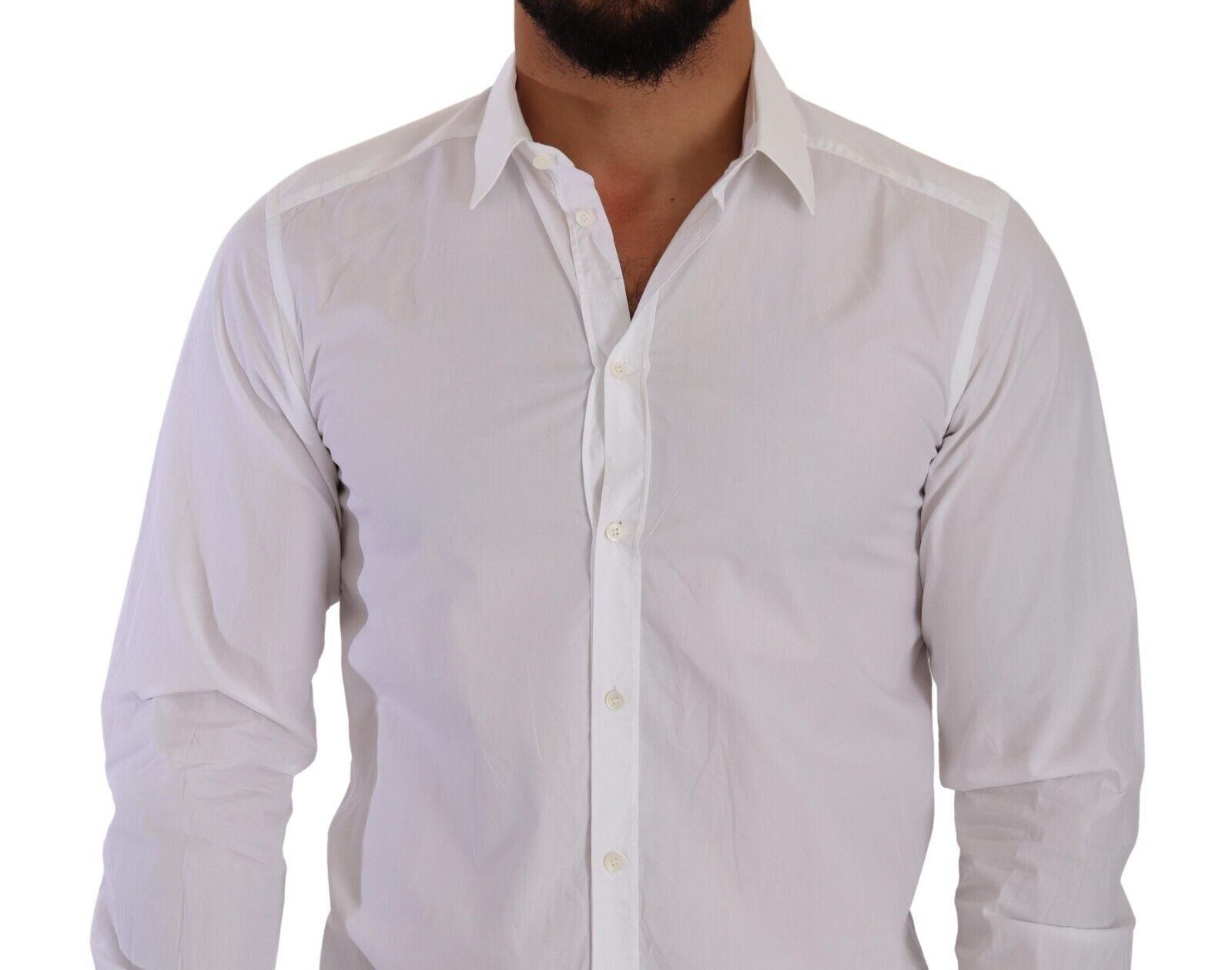 Dolce & Gabbana Elegant White Cotton Poplin Dress Shirt