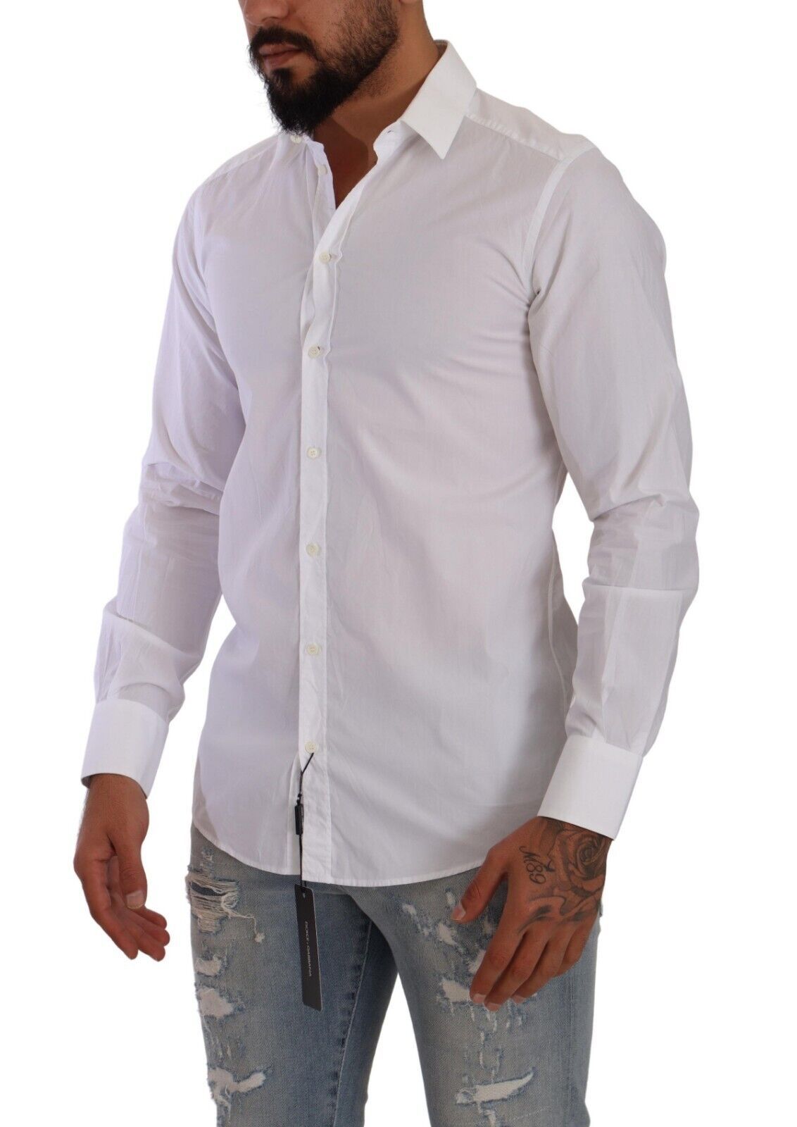 Dolce & Gabbana Elegant White Cotton Poplin Dress Shirt