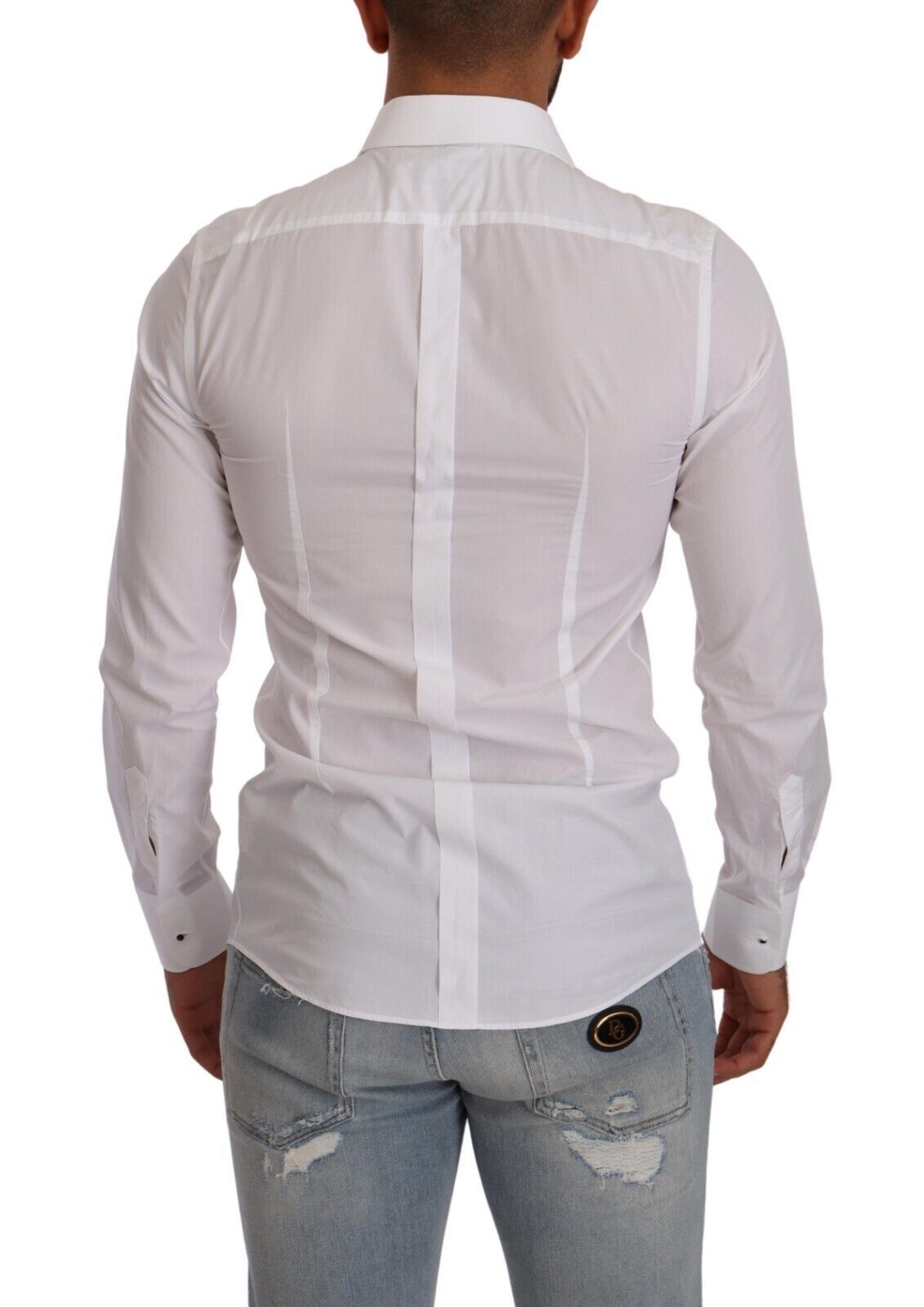 Dolce & Gabbana Elegant White Slim Fit Tuxedo Shirt