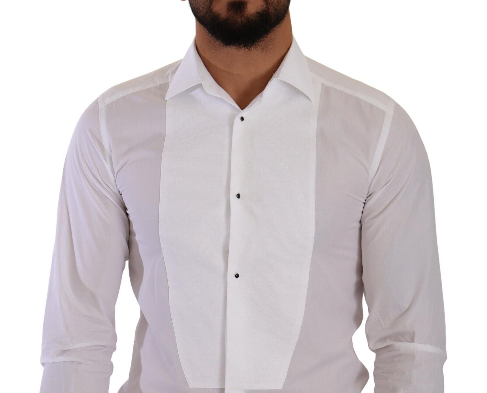 Dolce & Gabbana Elegant White Slim Fit Tuxedo Shirt