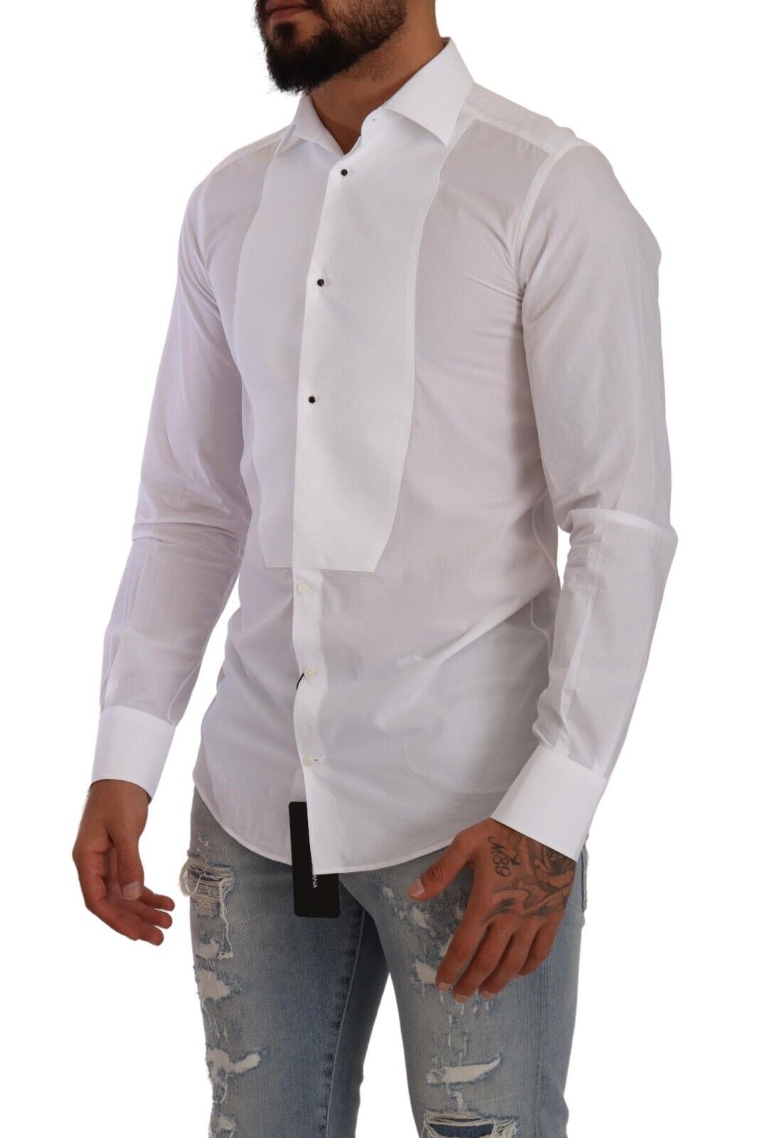 Dolce & Gabbana Elegant White Slim Fit Tuxedo Shirt