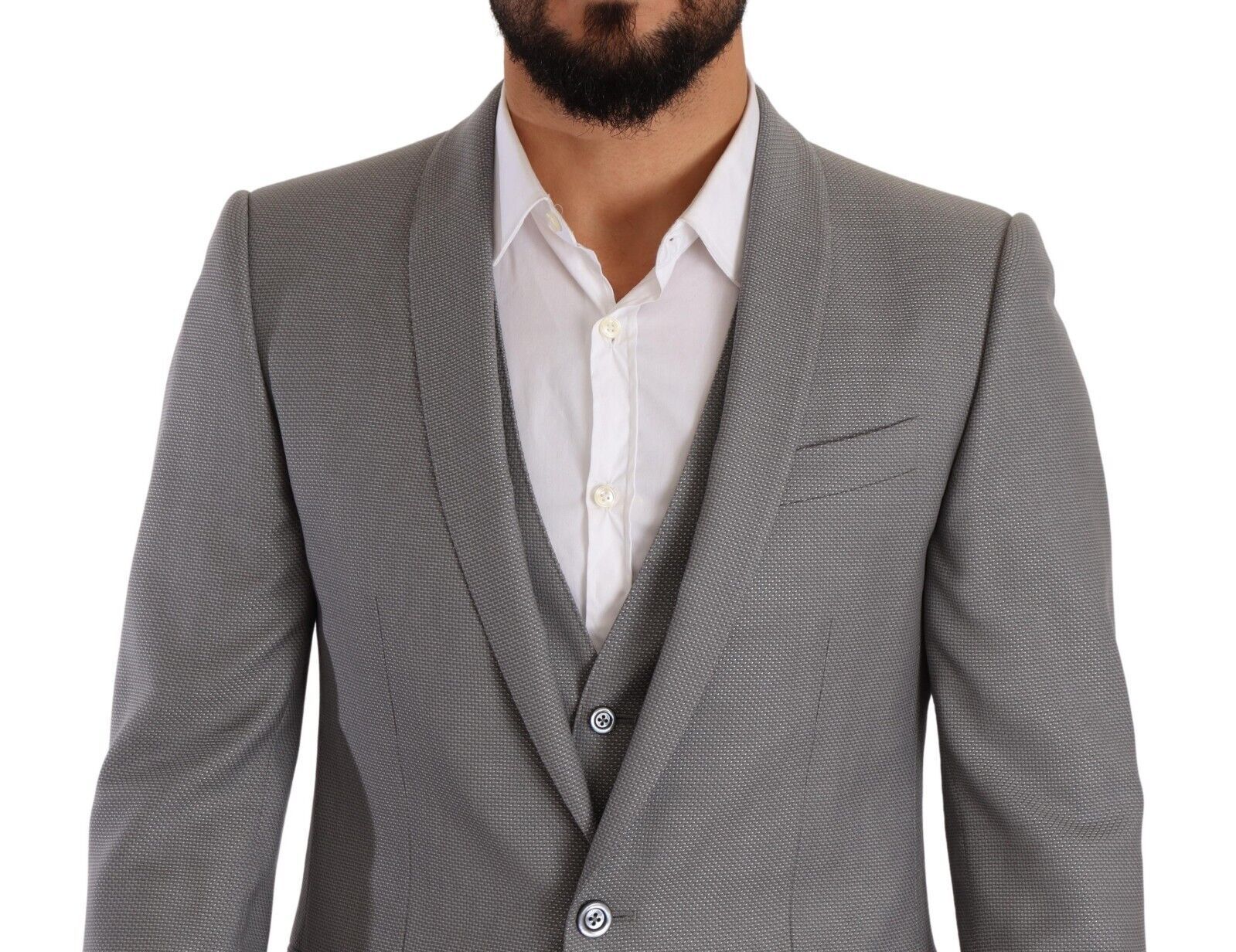 Dolce & Gabbana Elegant Grey Slim Fit Wool Silk 3 Piece Suit