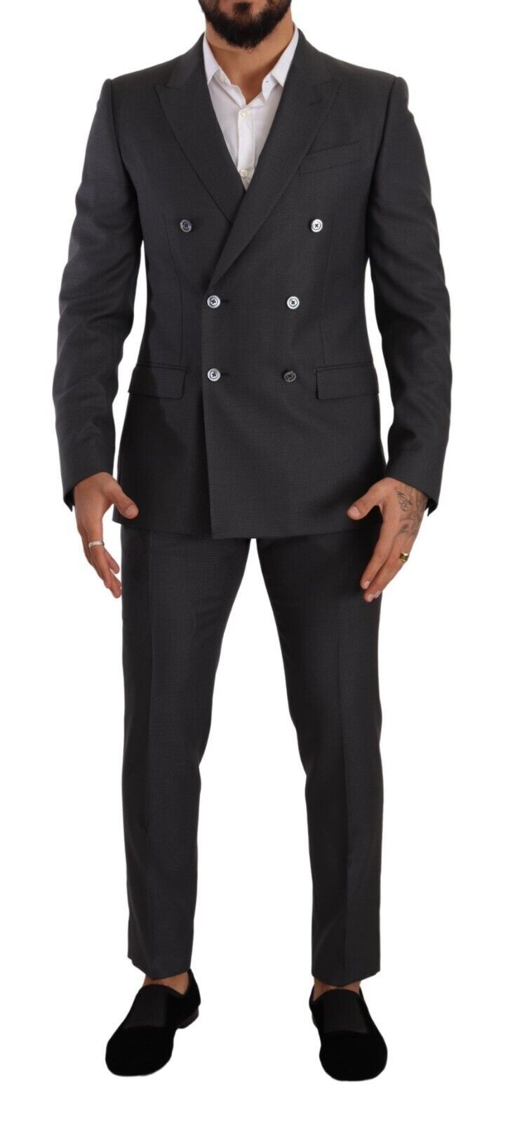 Dolce & Gabbana Martini Gray Wool Silk Men's Slim Suit