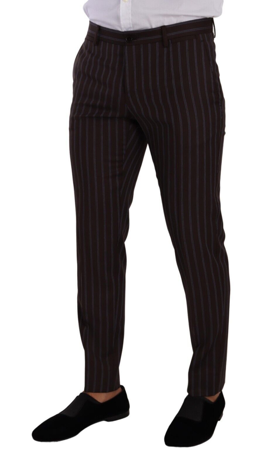 Dolce & Gabbana Elegant Maroon Striped Slim Fit Suit