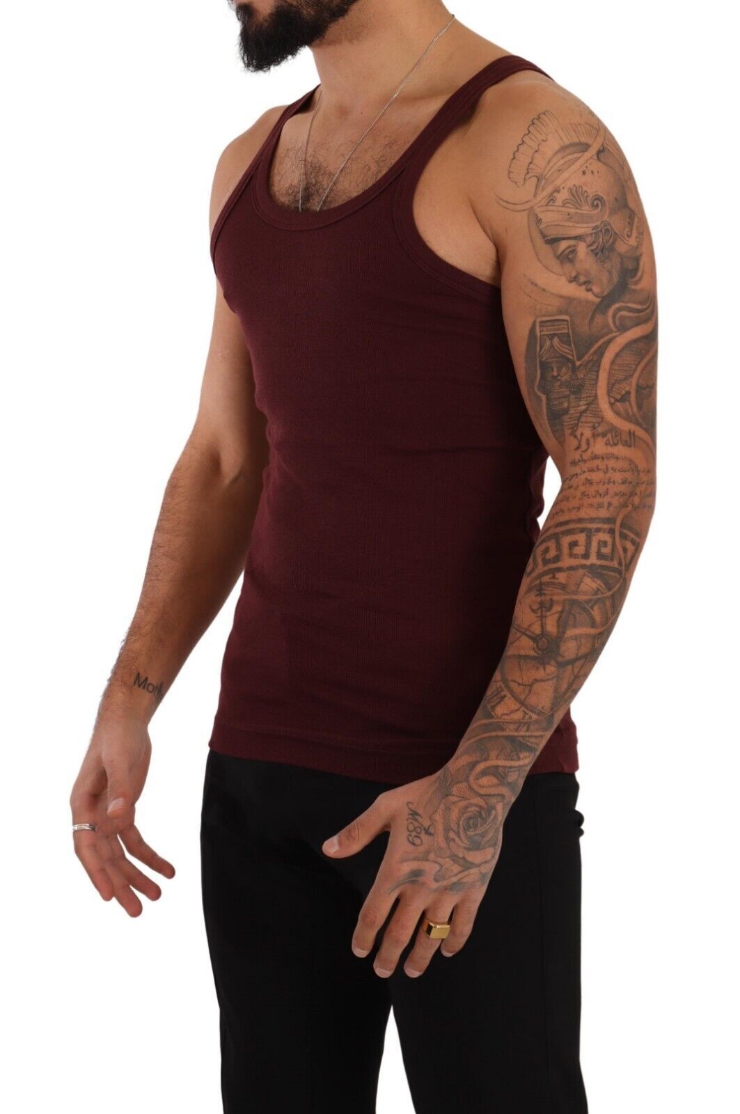 Dolce & Gabbana Maroon Cotton Blend Tank Top