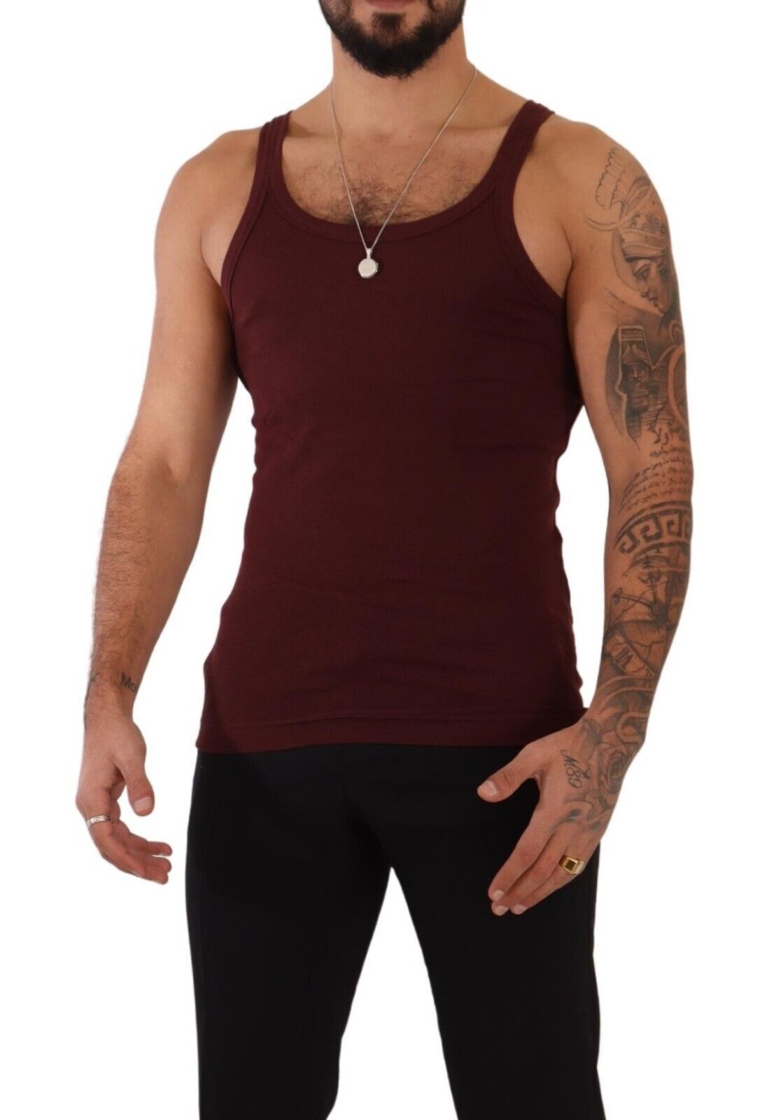 Dolce & Gabbana Maroon Cotton Blend Tank Top