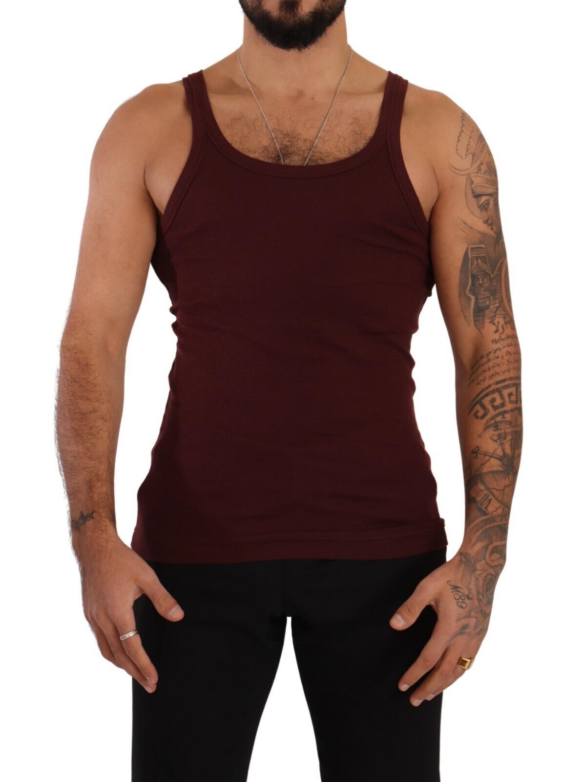 Dolce & Gabbana Maroon Cotton Blend Tank Top