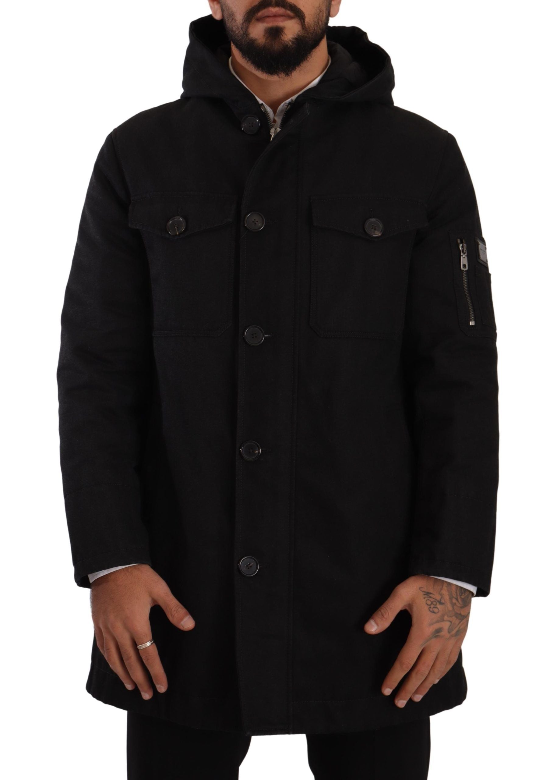 Dolce & Gabbana Elegant Black Parka Hooded Jacket