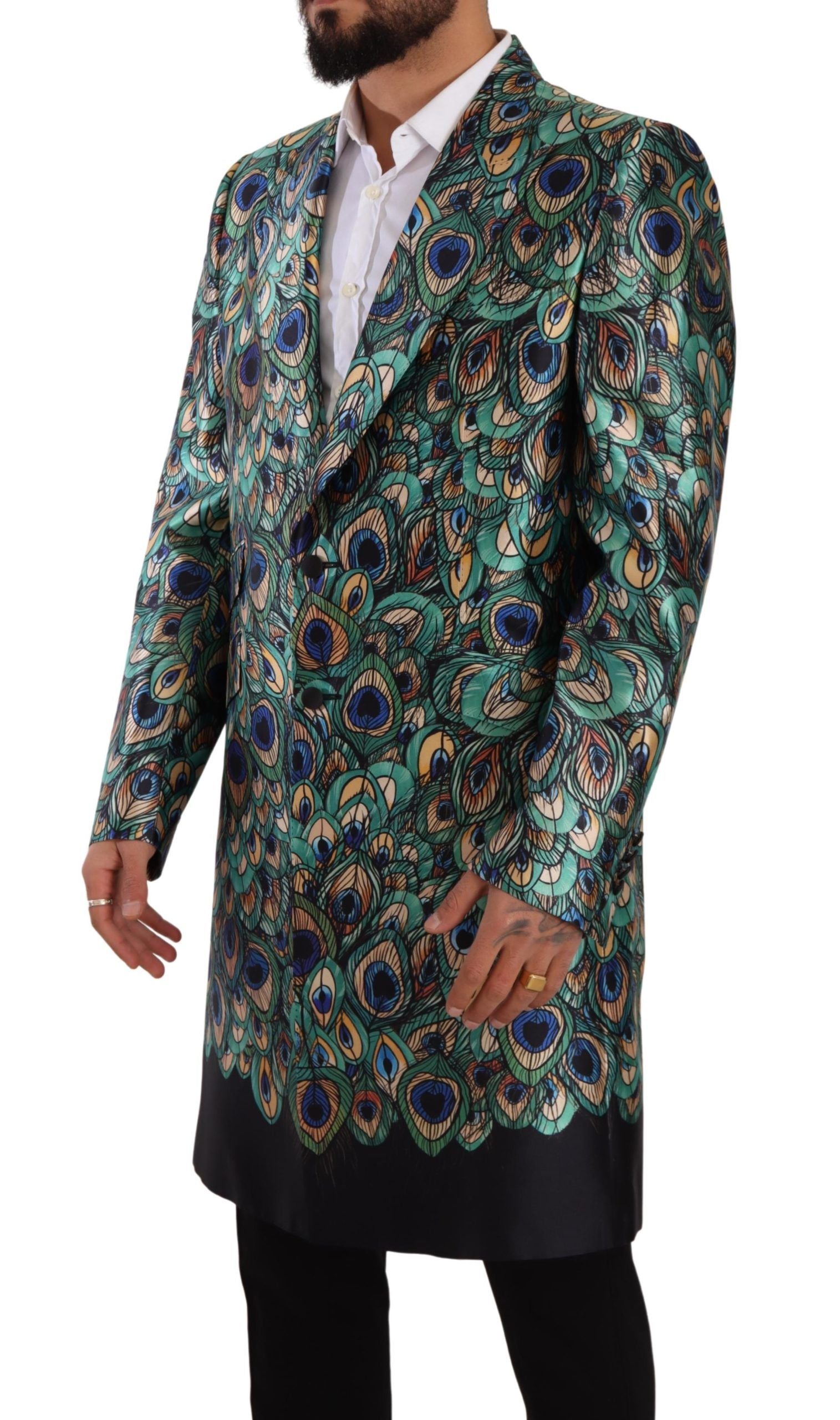 Dolce & Gabbana Elegant Multicolor Silk Overcoat Jacket