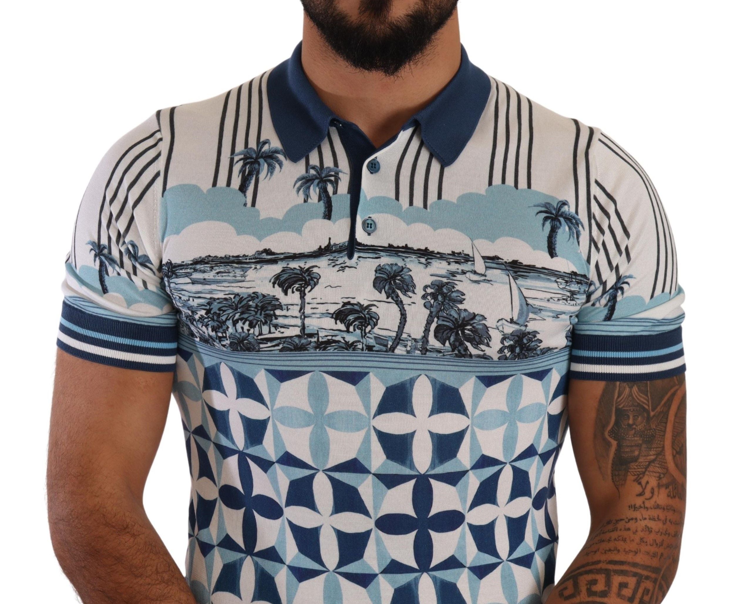 Dolce & Gabbana Elegant Silk Blend Polo T-Shirt in GIO PONTI Print