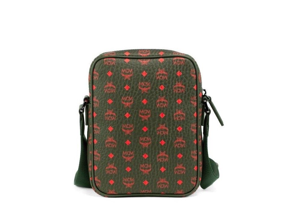 MCM Klassik Mini Winter Moss Visetos Leather Multifunction Crossbody Handbag Green