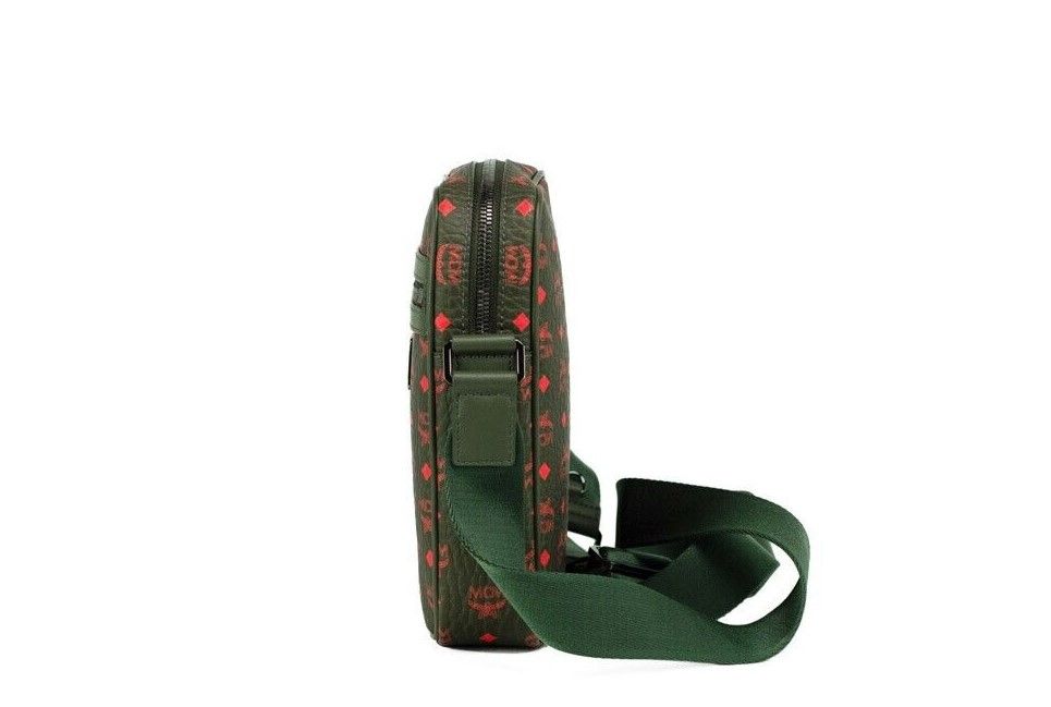MCM Klassik Mini Winter Moss Visetos Leather Multifunction Crossbody Handbag Green