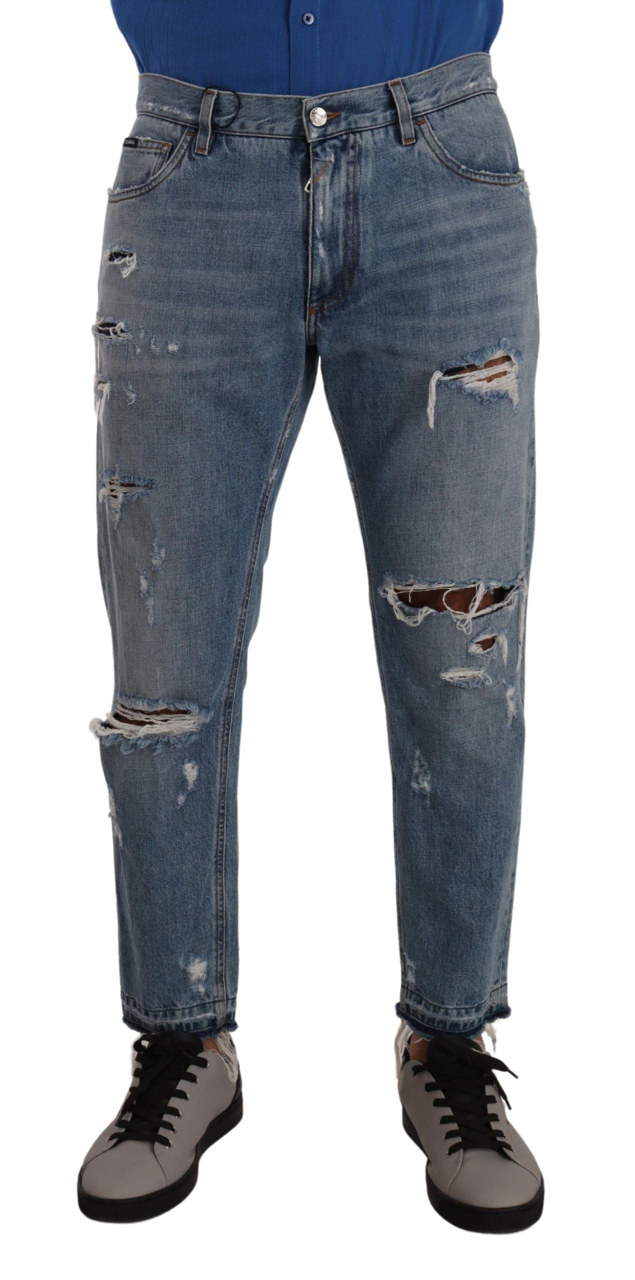 Dolce & Gabbana Elegant Light Blue Loose Cotton Jeans