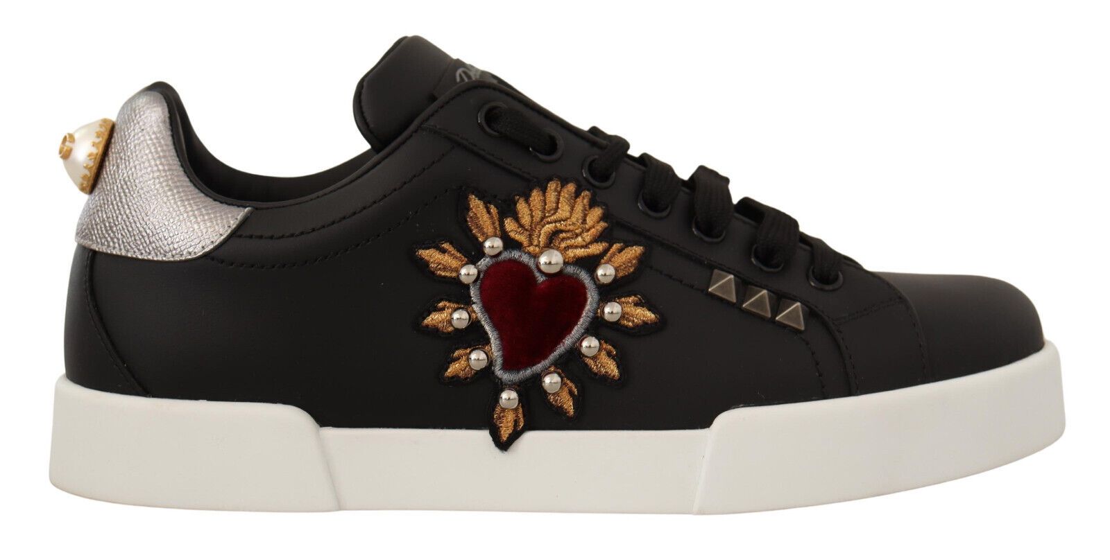 Dolce & Gabbana Elegant Heart Motive Leather Sneakers