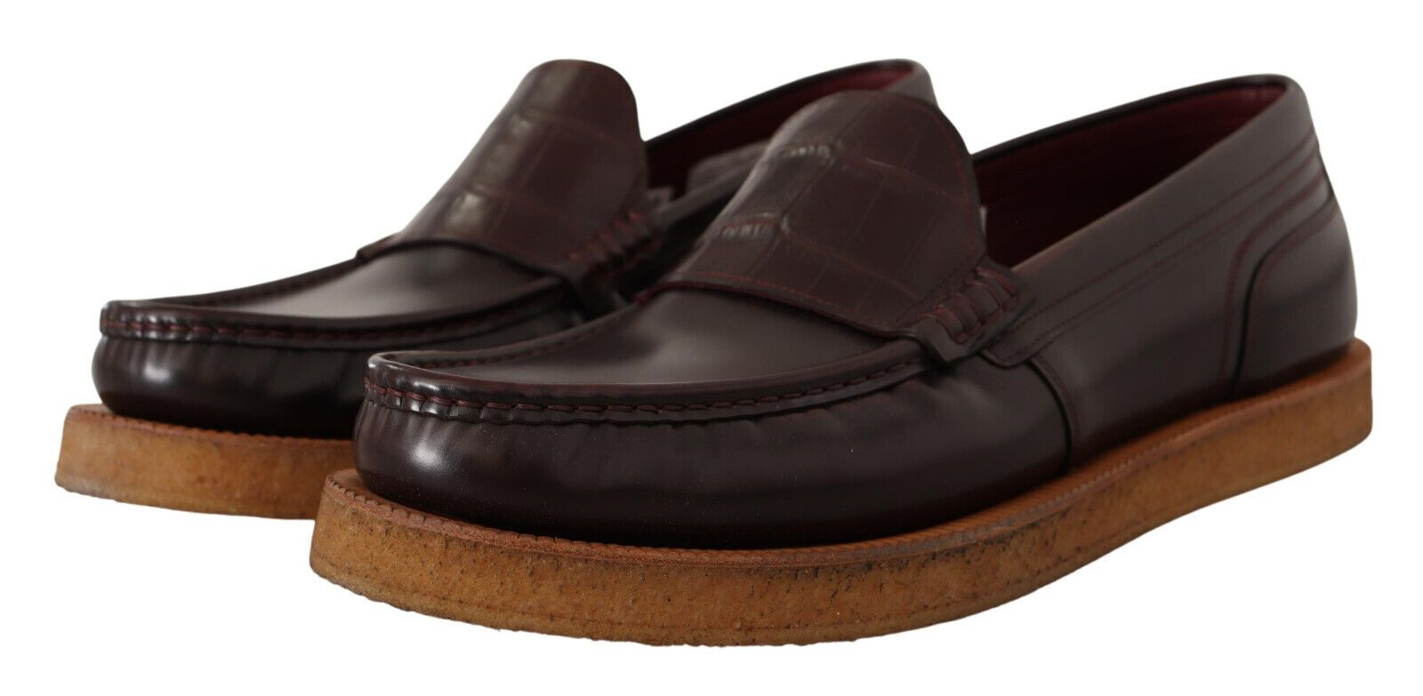 Dolce & Gabbana Elegant Bordeaux Leather Loafers