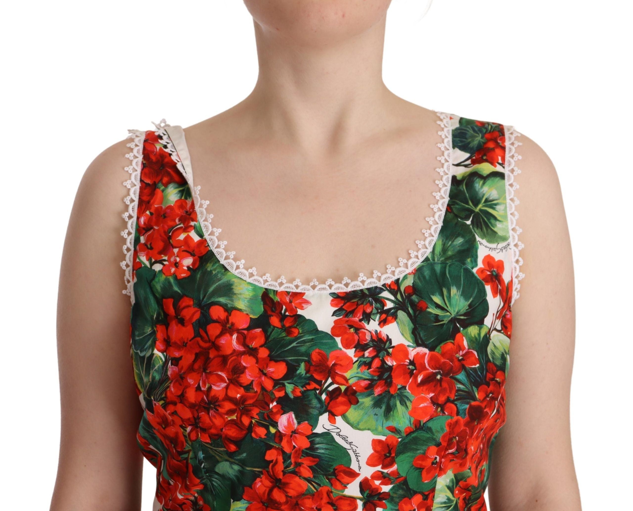 Dolce & Gabbana Red Floral Print Mini Dress – Timeless Elegance