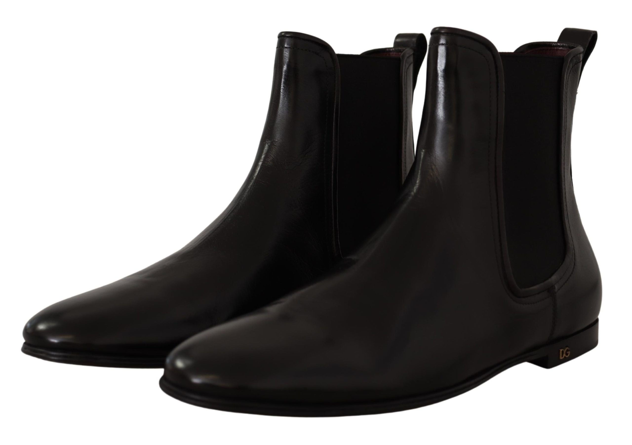 Dolce & Gabbana Elegant Derby Slip-On Leather Boots in Black