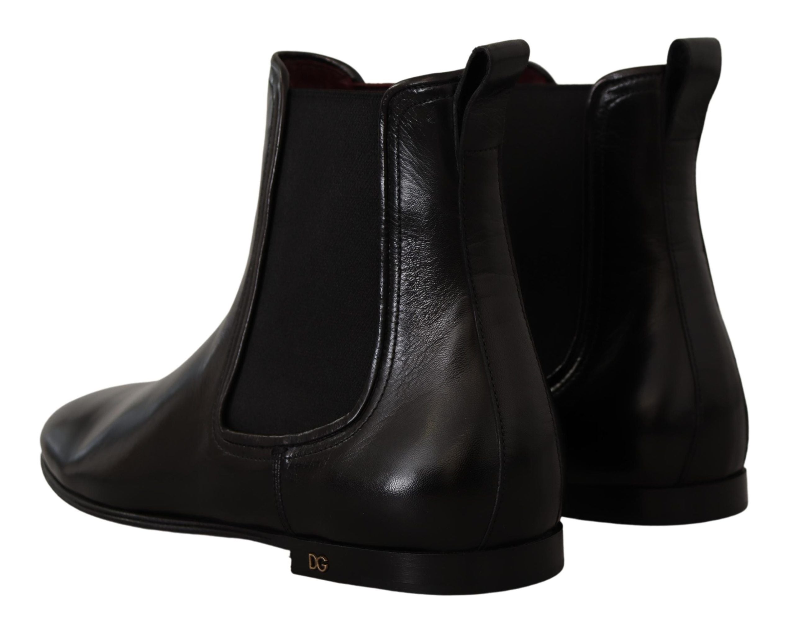 Dolce & Gabbana Elegant Derby Slip-On Leather Boots in Black