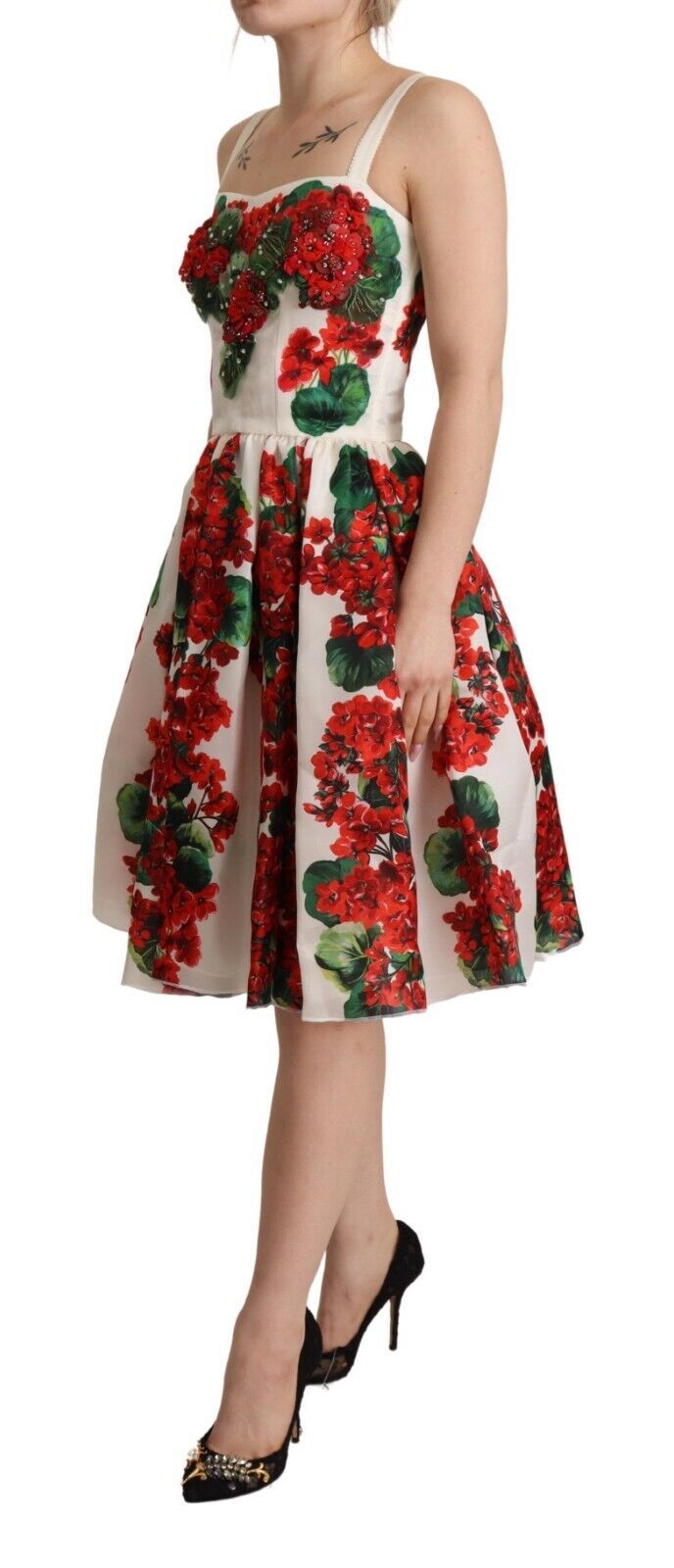 Dolce & Gabbana Elegant Silk Floral A-Line Dress