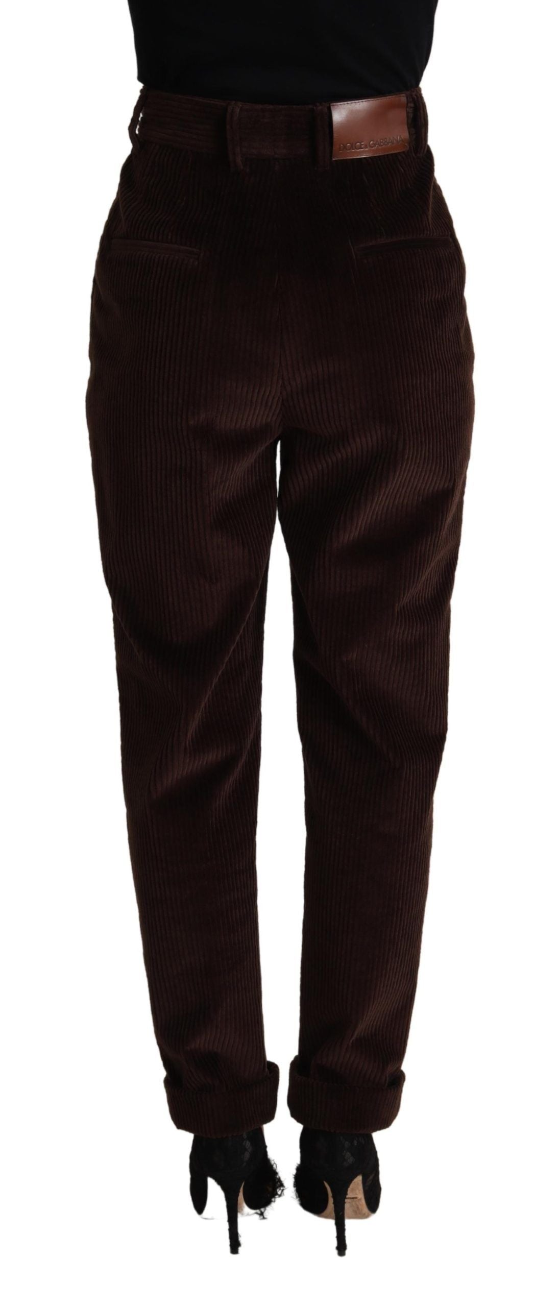 Dolce & Gabbana Elegant Bordeaux High-Waisted Corduroy Pants