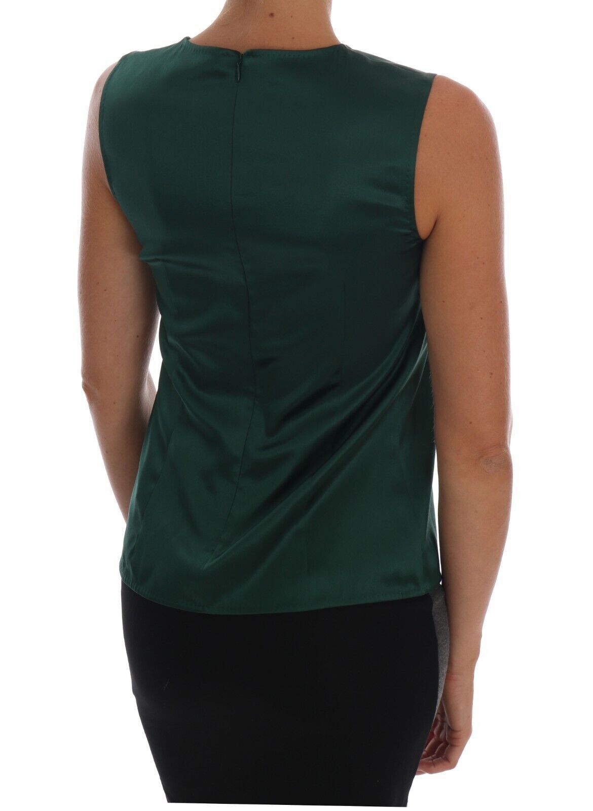 Dolce & Gabbana Sleeveless Silk Top in Dark Green