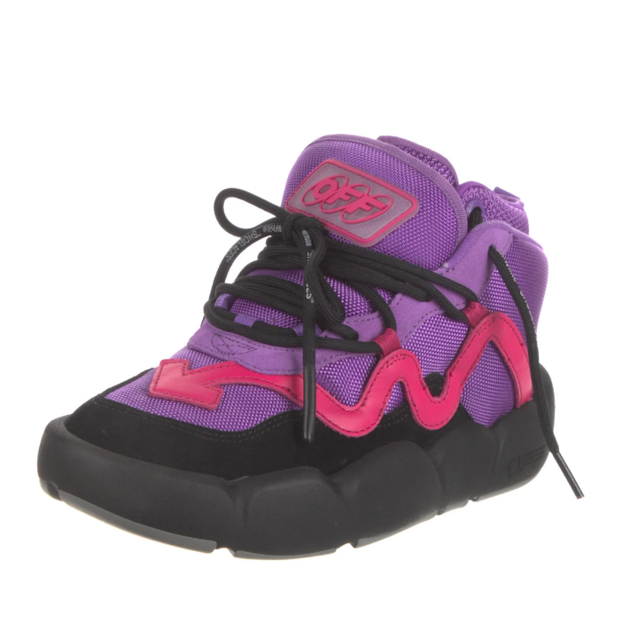 Off-White Purple Polyester Women Sneaker