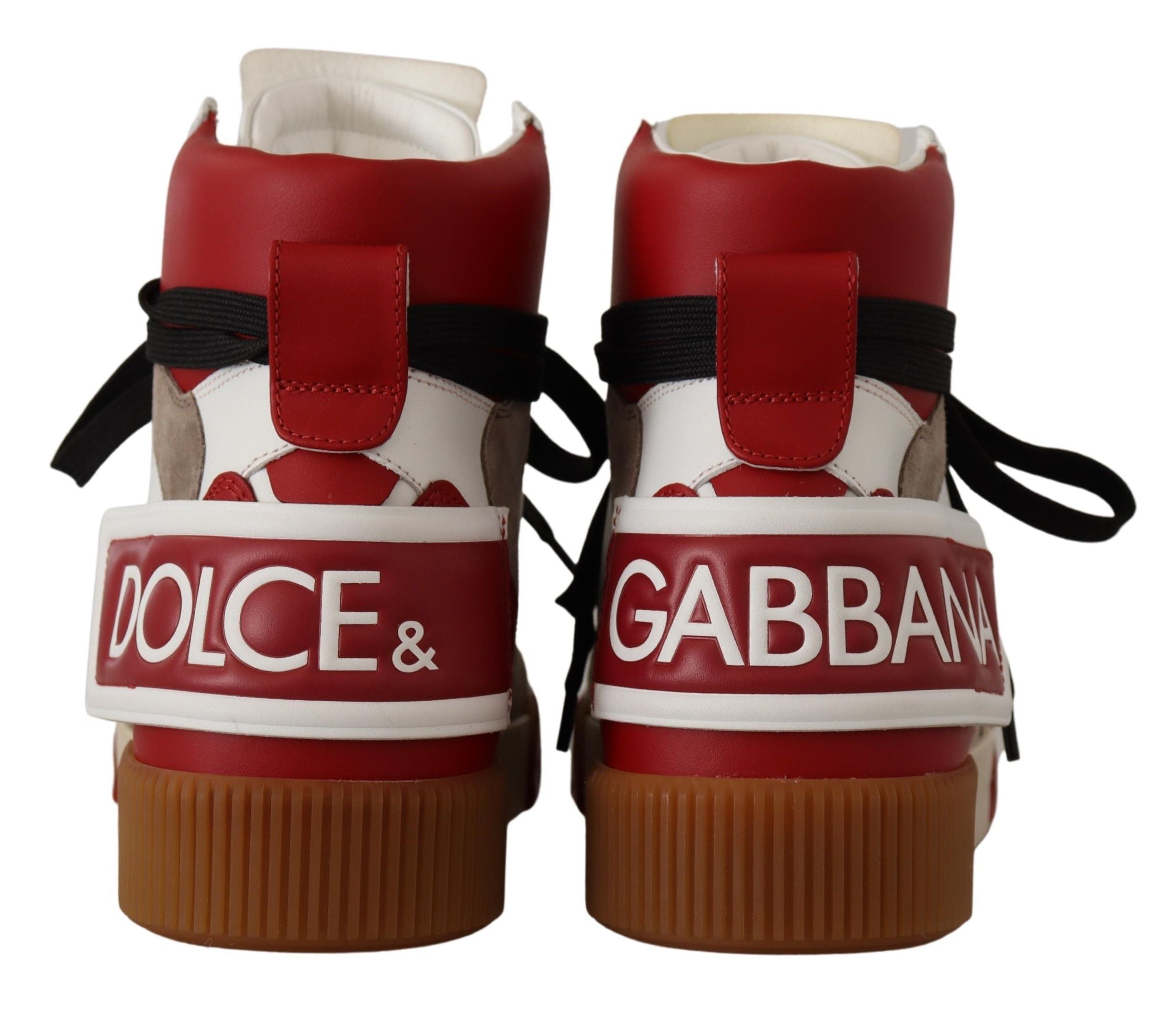 Dolce & Gabbana High-Top Leather Sneakers - Pristine White & Accents