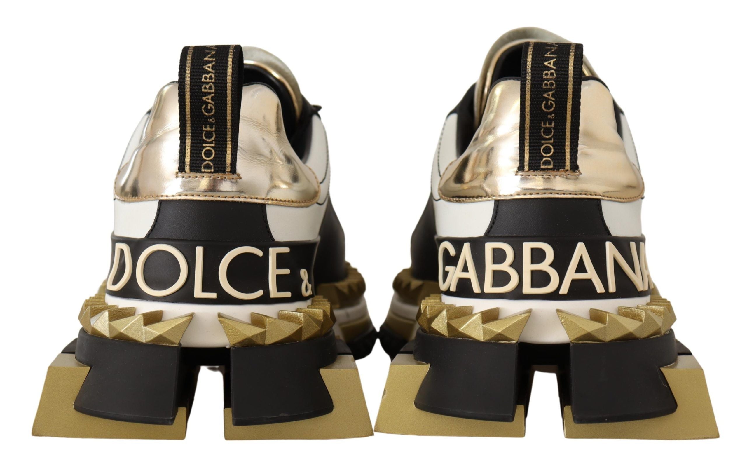 Dolce & Gabbana Super King Leather Sneakers - Gold, White & Black