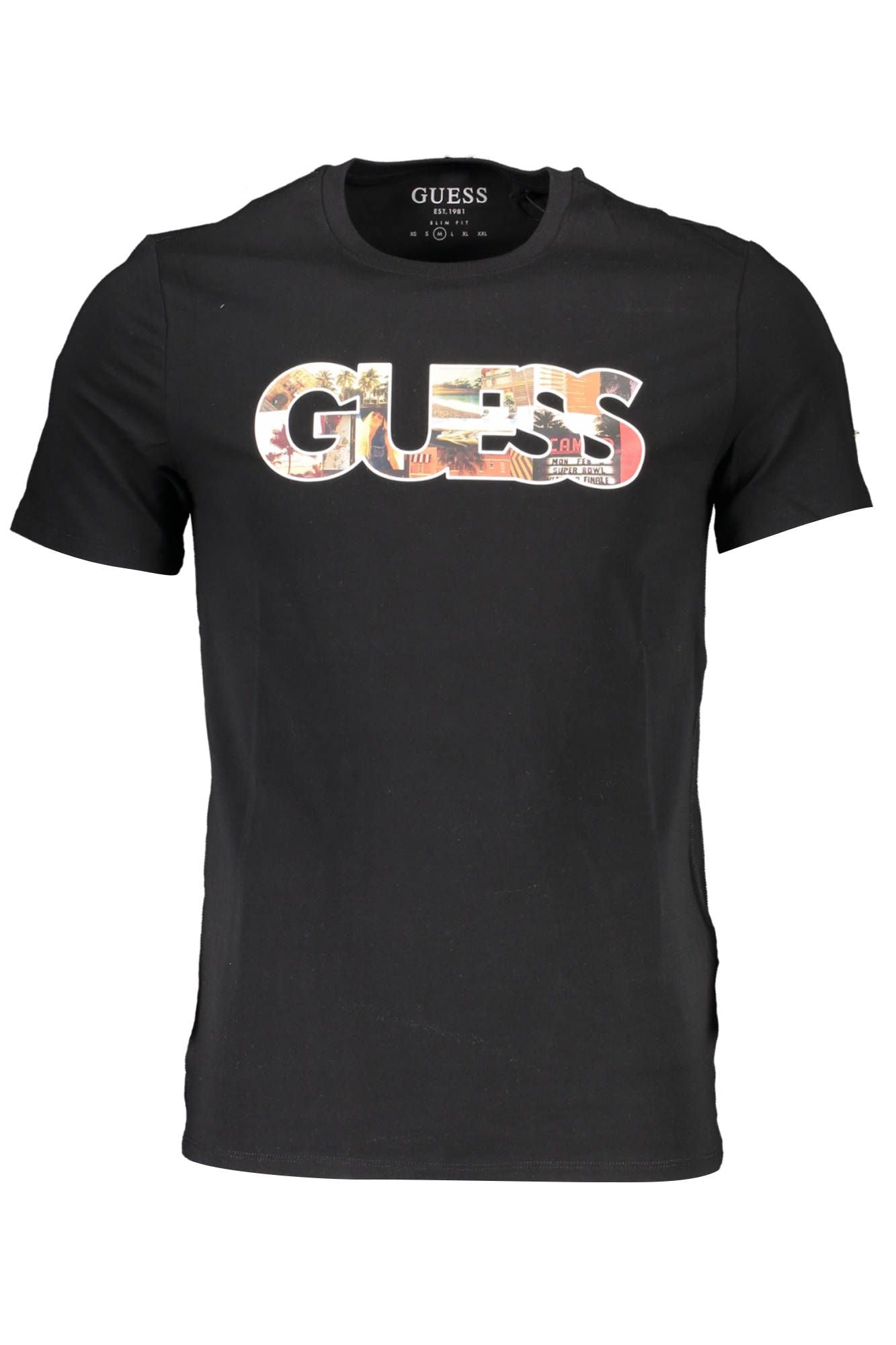 Guess Jeans Black Cotton Men T-Shirt