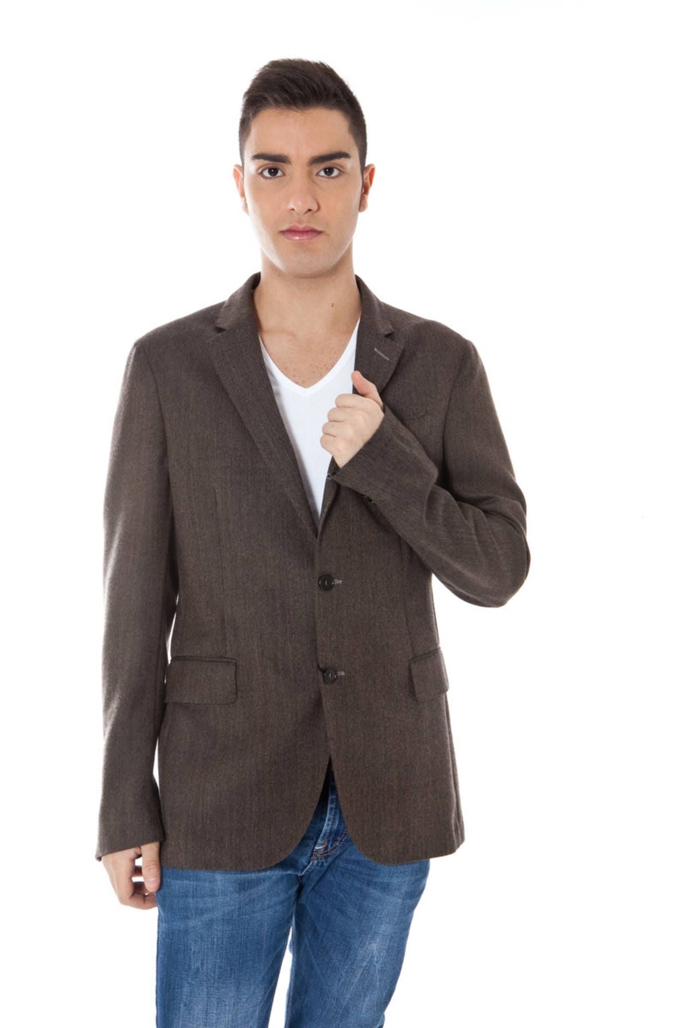 Calvin Klein Brown Wool Men Jacket