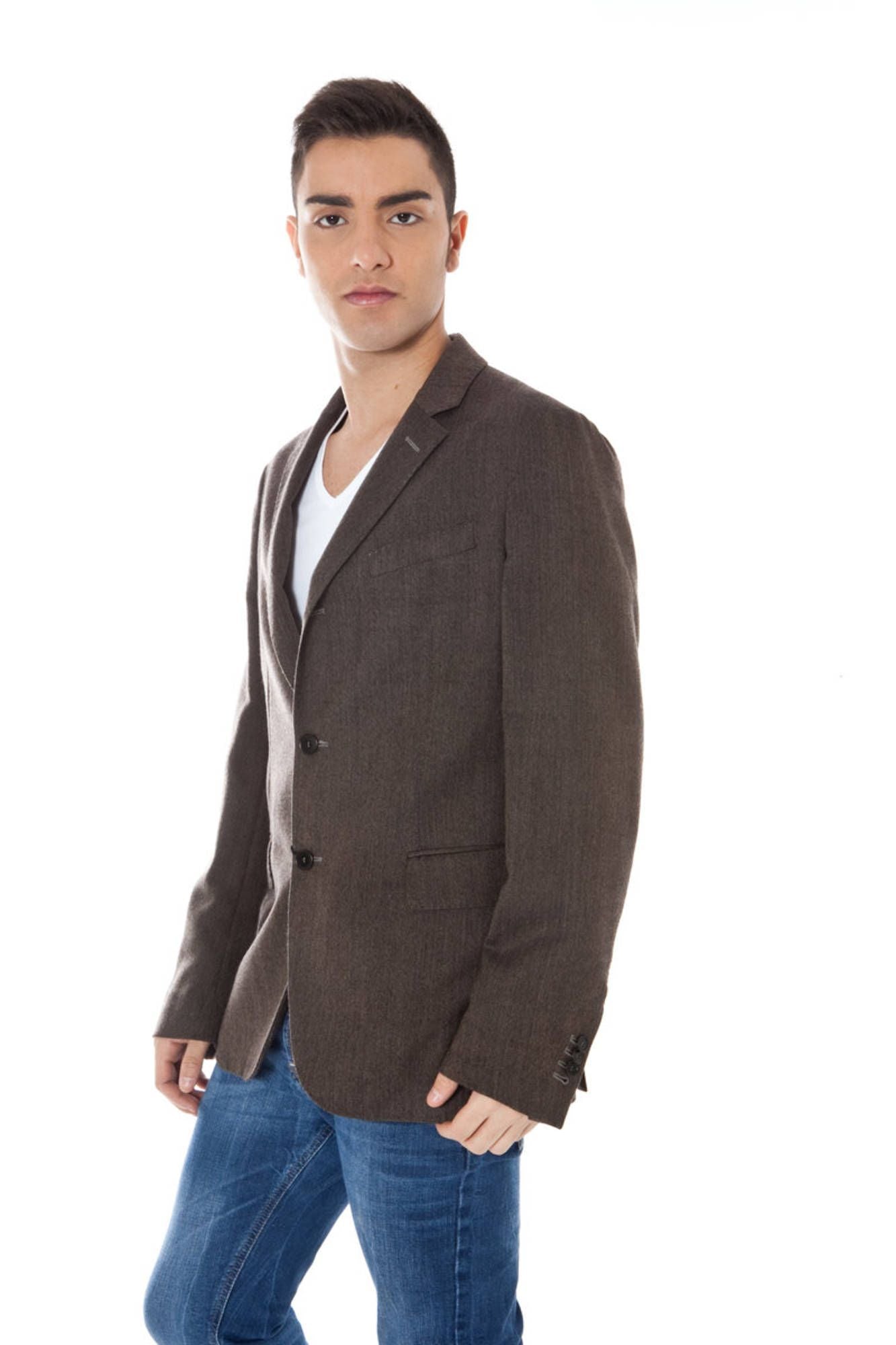 Calvin Klein Brown Wool Men Jacket