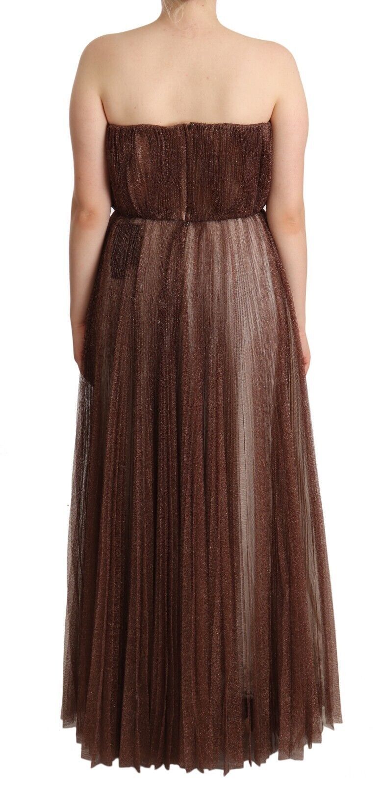 Dolce & Gabbana Elegant Metallic Bronze Long Gown